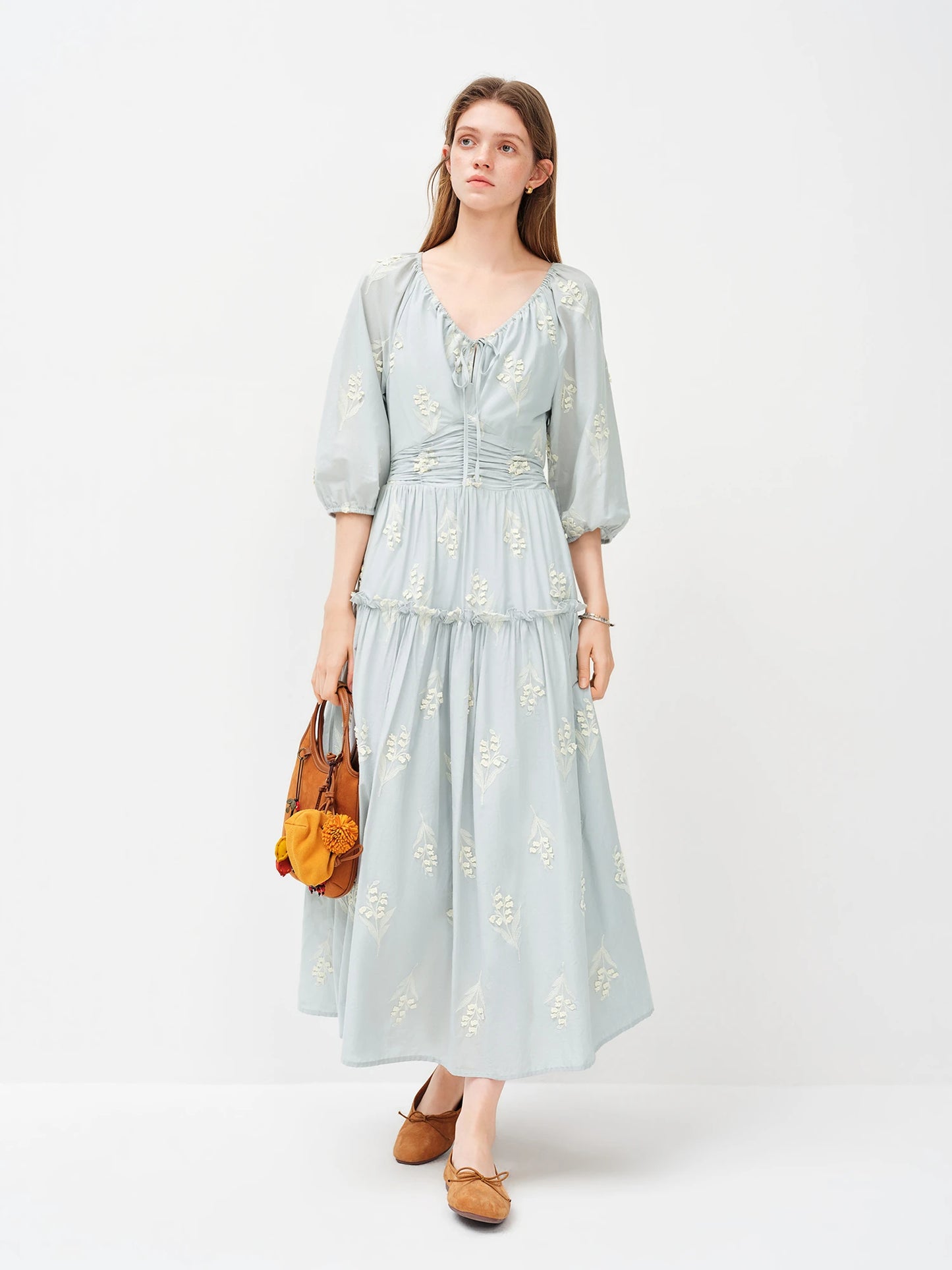 Butter Yellow Floral Puff Sleeve Maxi Dress