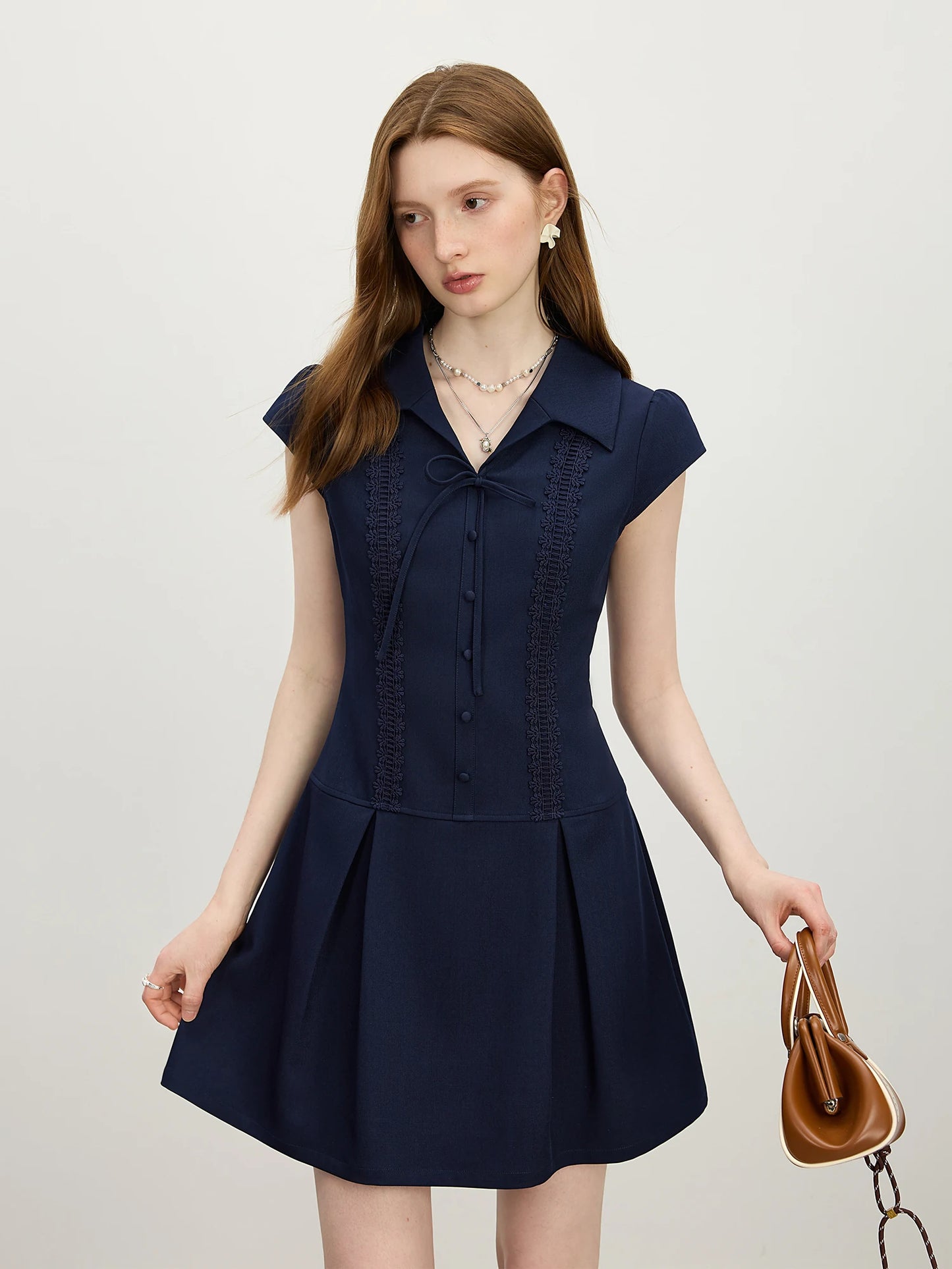 Navy Button Front Mini Dress