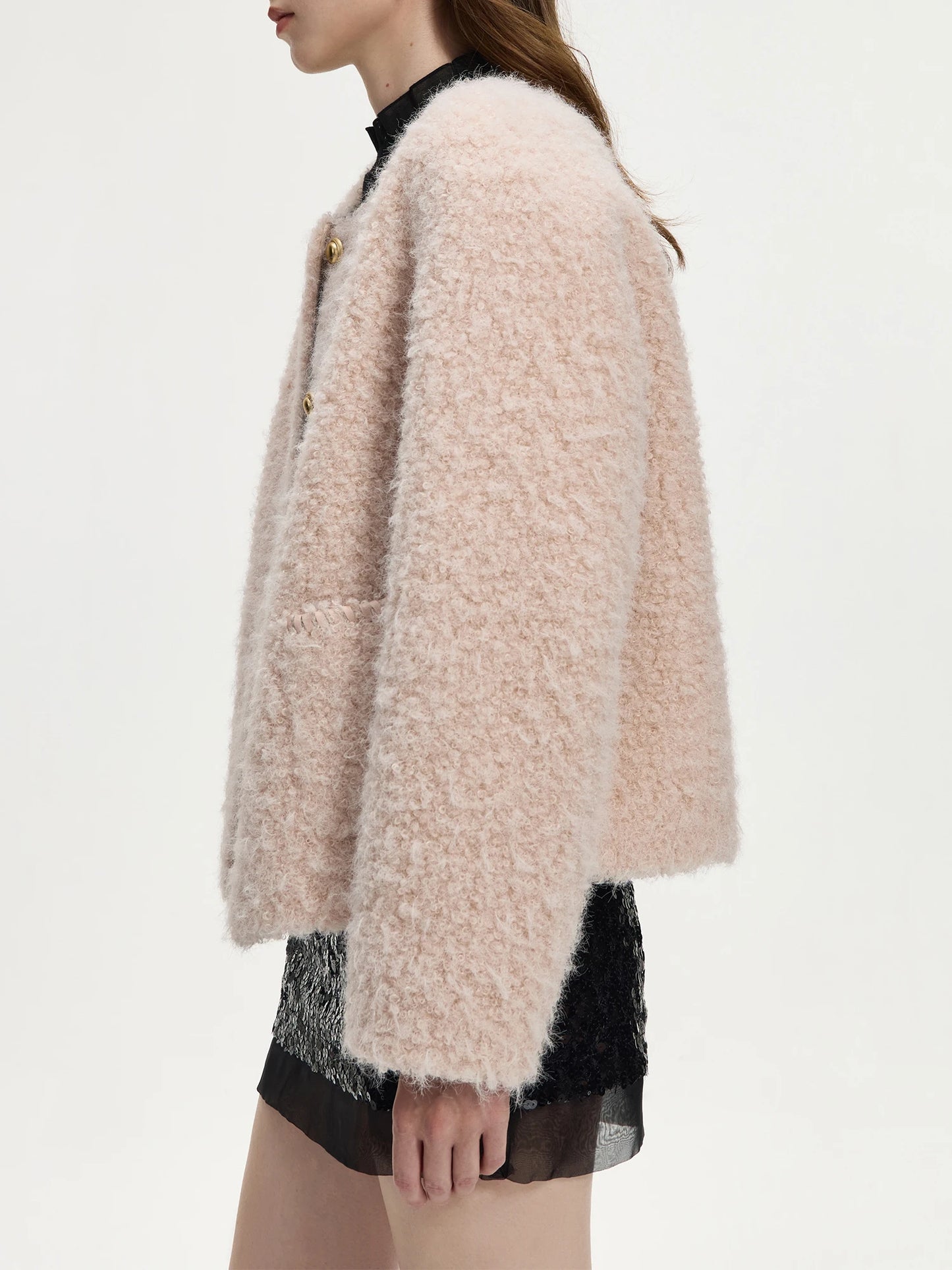Blush Boucle Button Jacket