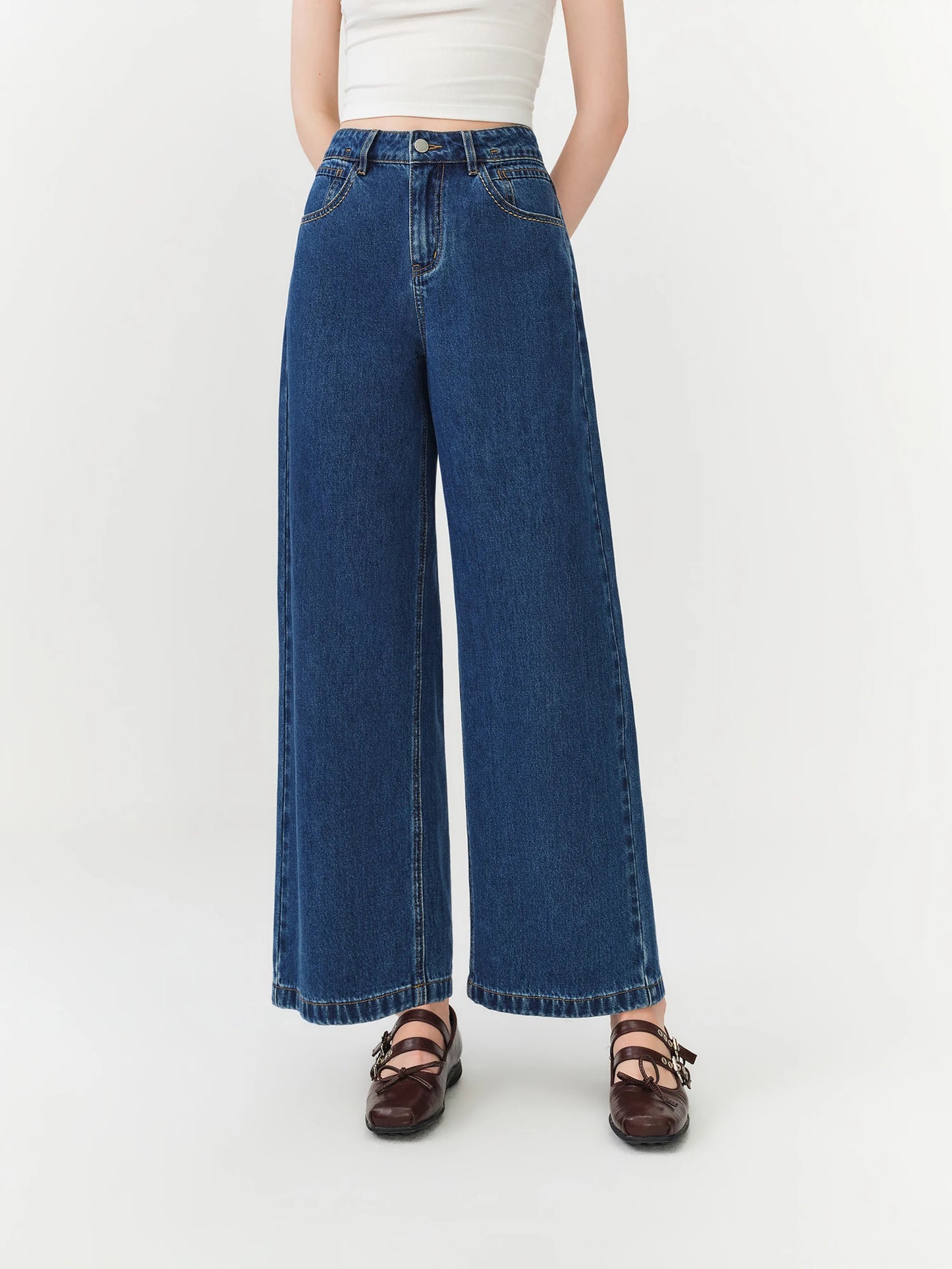 Raw Indigo Wide Leg Jeans