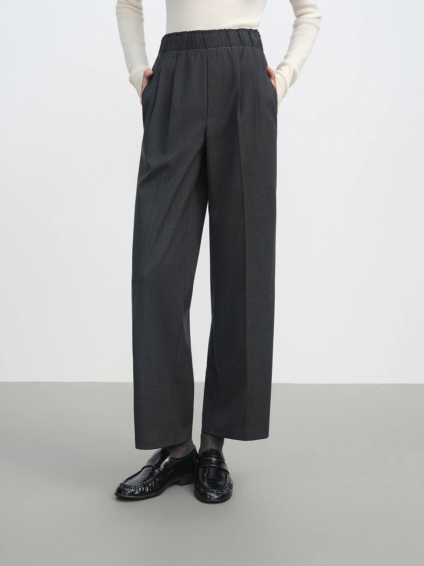 Charcoal Relaxed Straight Leg Trousers