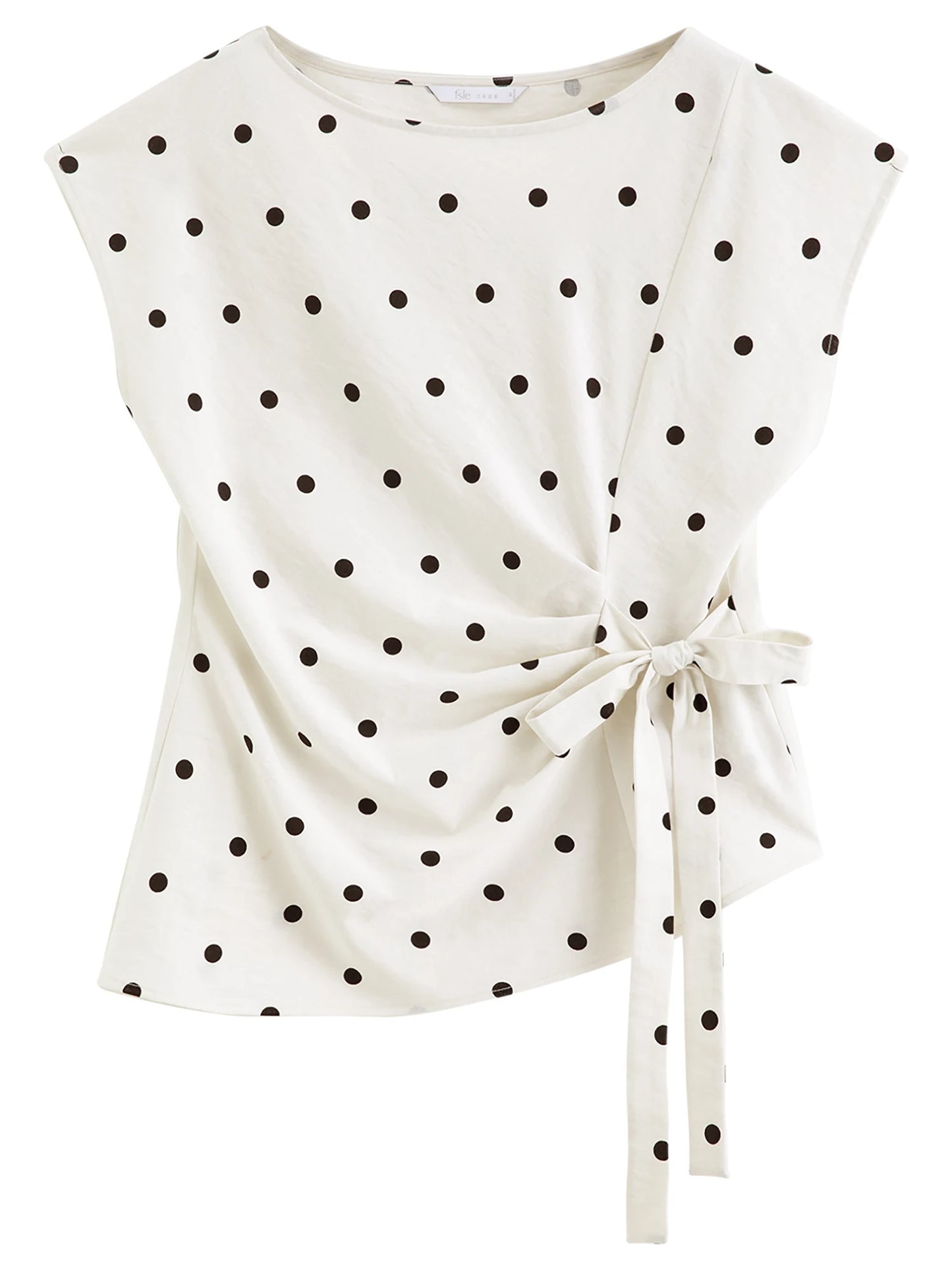 Polka Dot Tie Waist Blouse