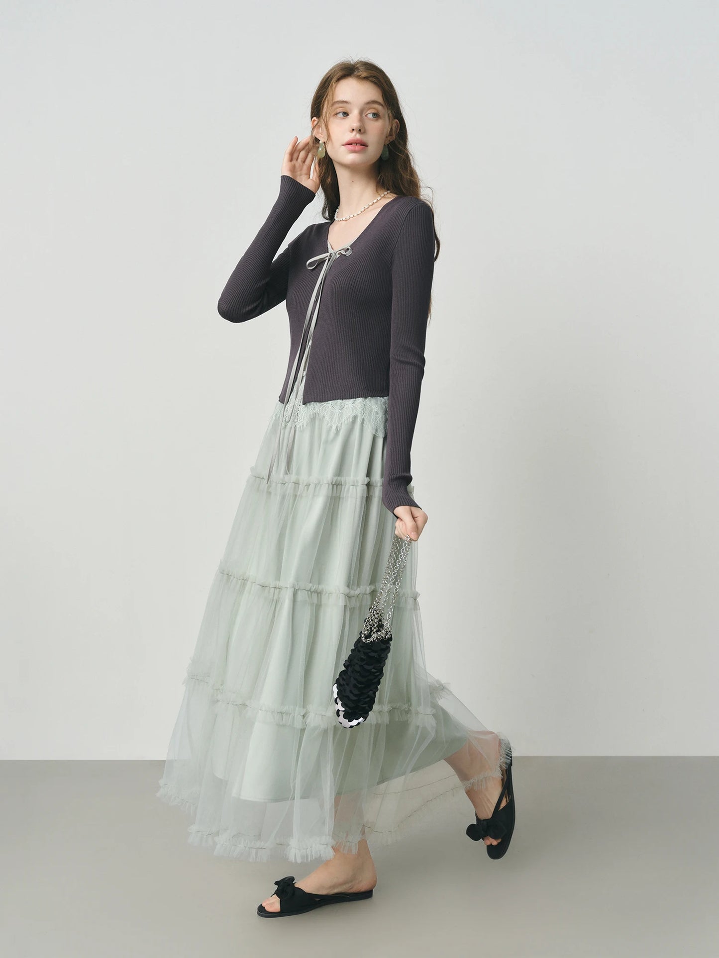 Mint Tiered Tulle Maxi Skirt