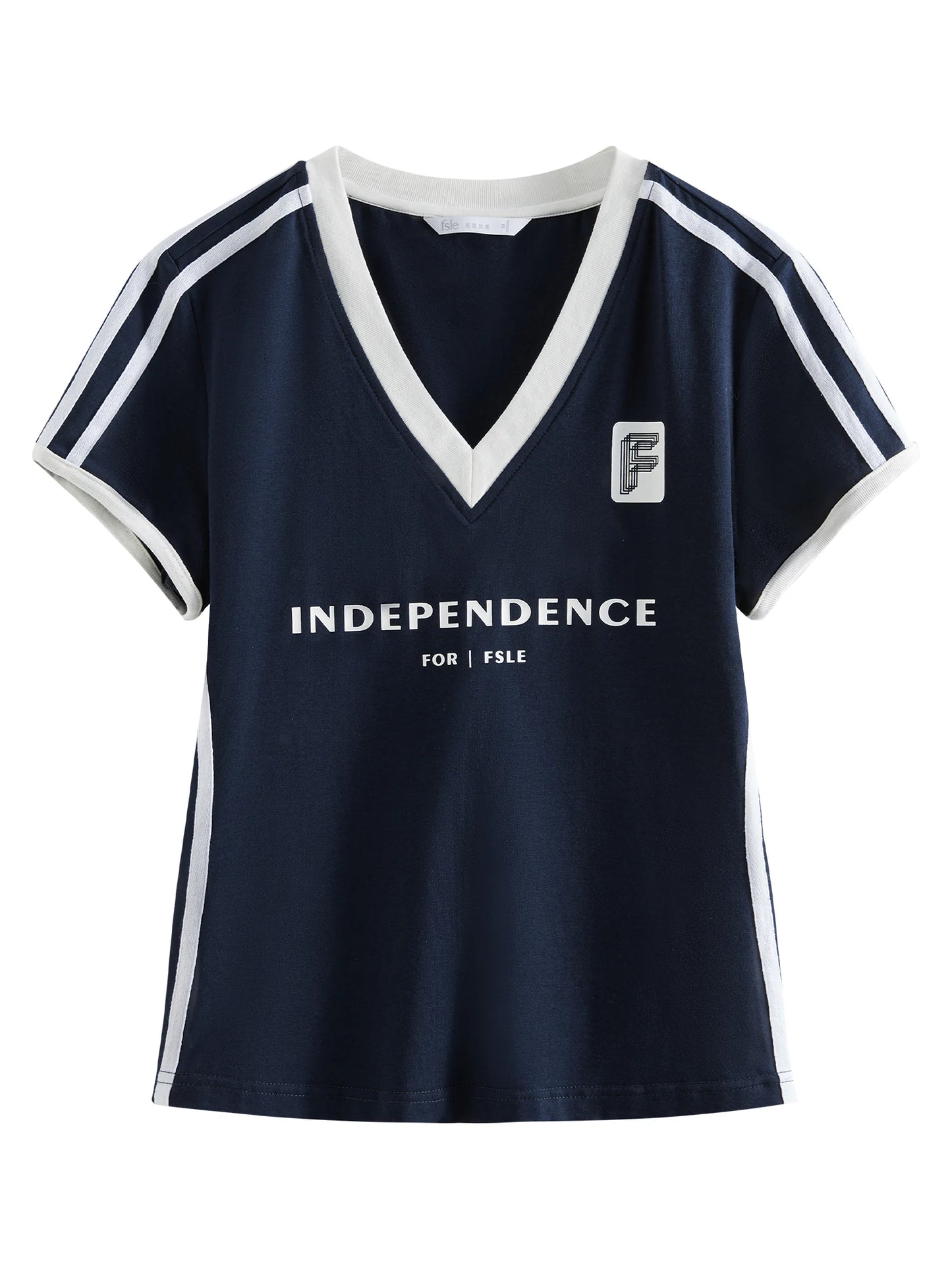 Navy V Neck Athletic Jersey Tee