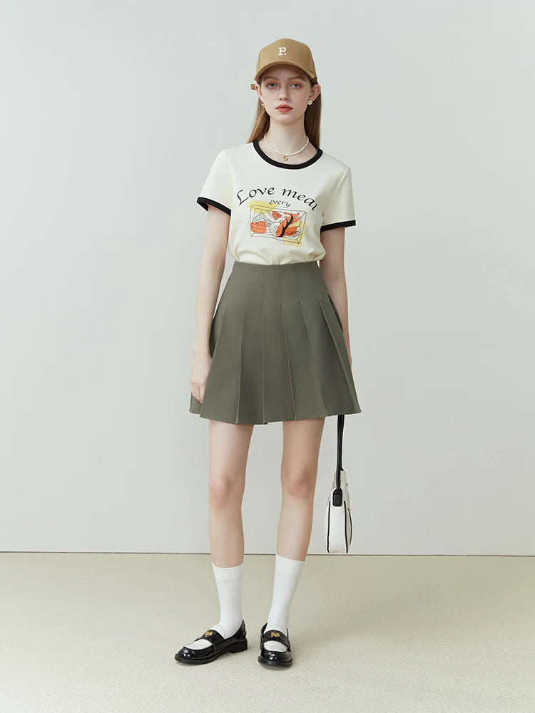 Charcoal Pleated Uniform Mini Skirt