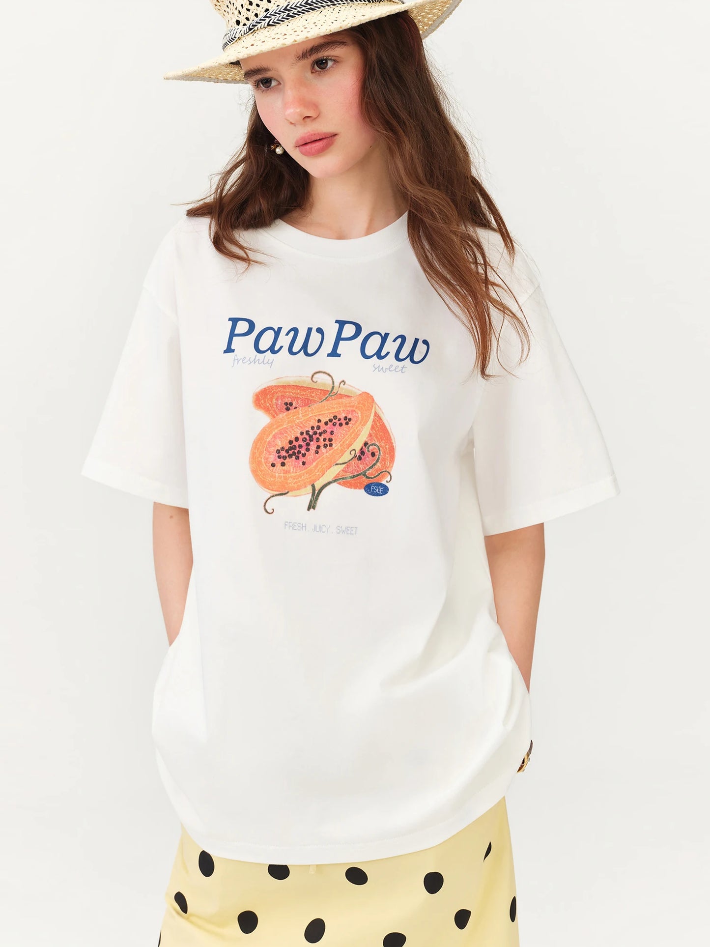 White Fruit Graphic Oversized Tee