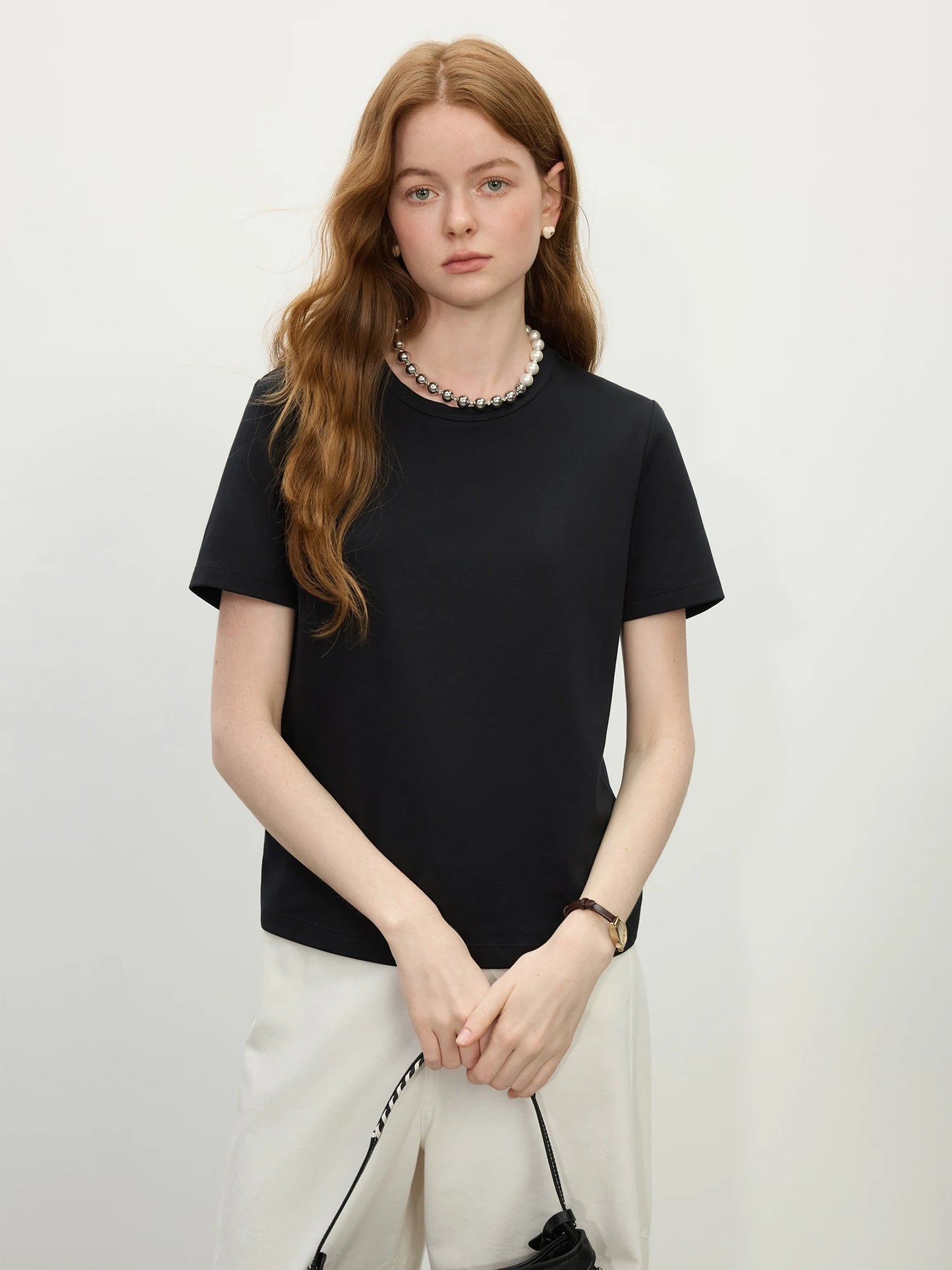 Grey Straight Fit Cotton Tee