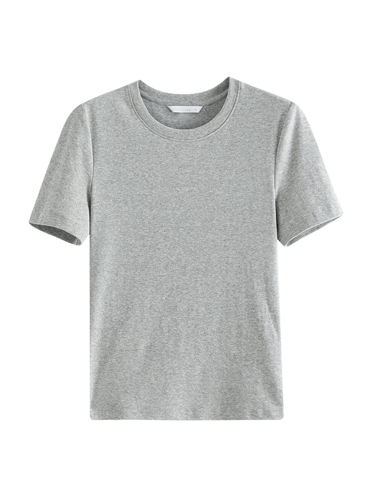 Black Scoop Neck Fitted Cotton Tee