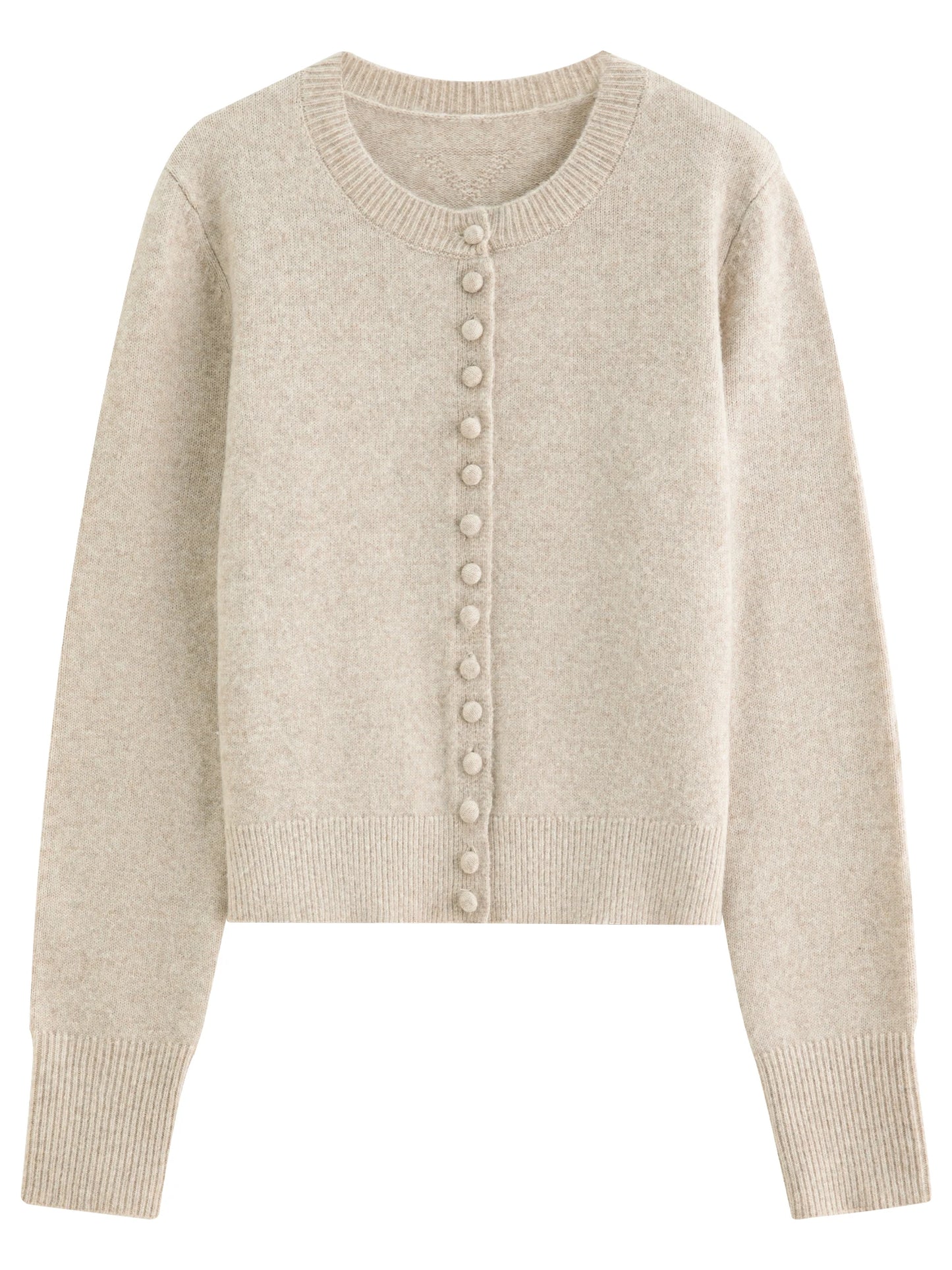 Chocolate Crew Neck Knit Cardigan