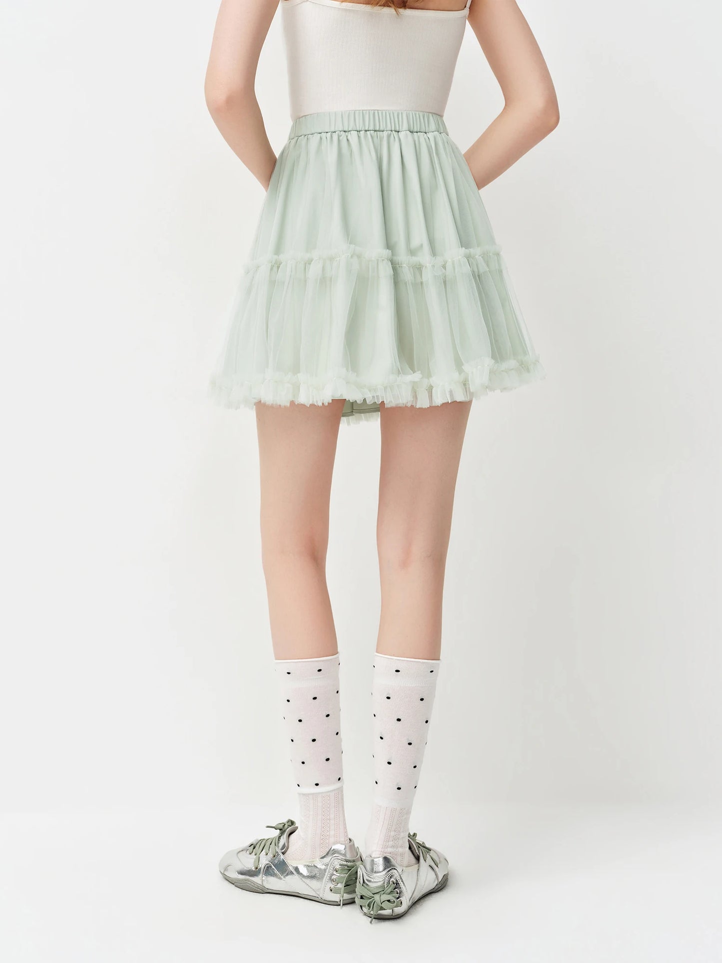 Mint Tiered Tulle Mini Skirt