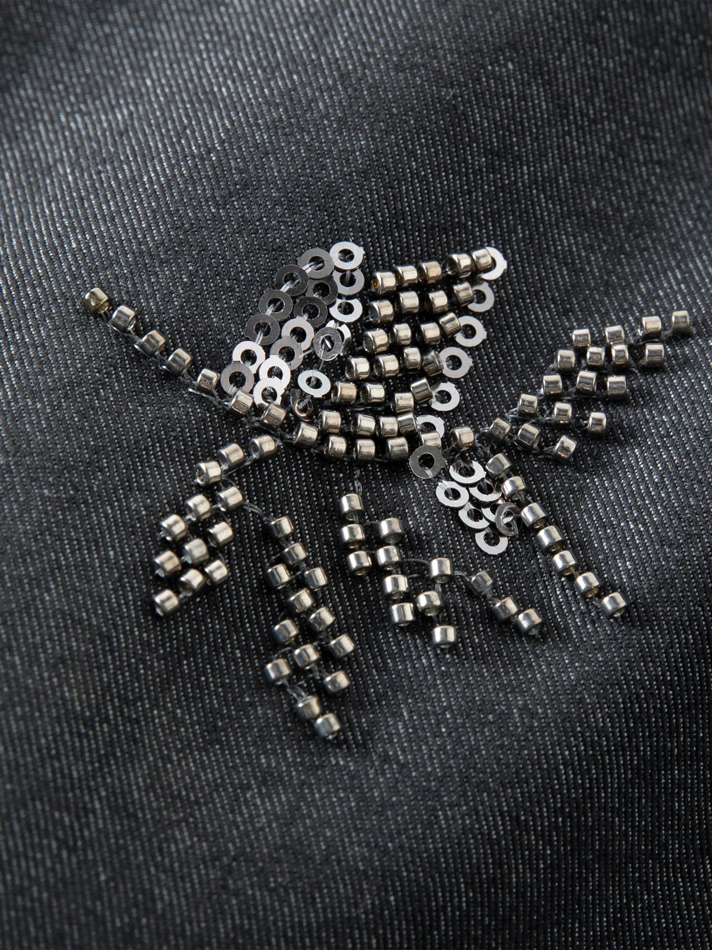 Charcoal Beaded Oversized Bomber Jacket