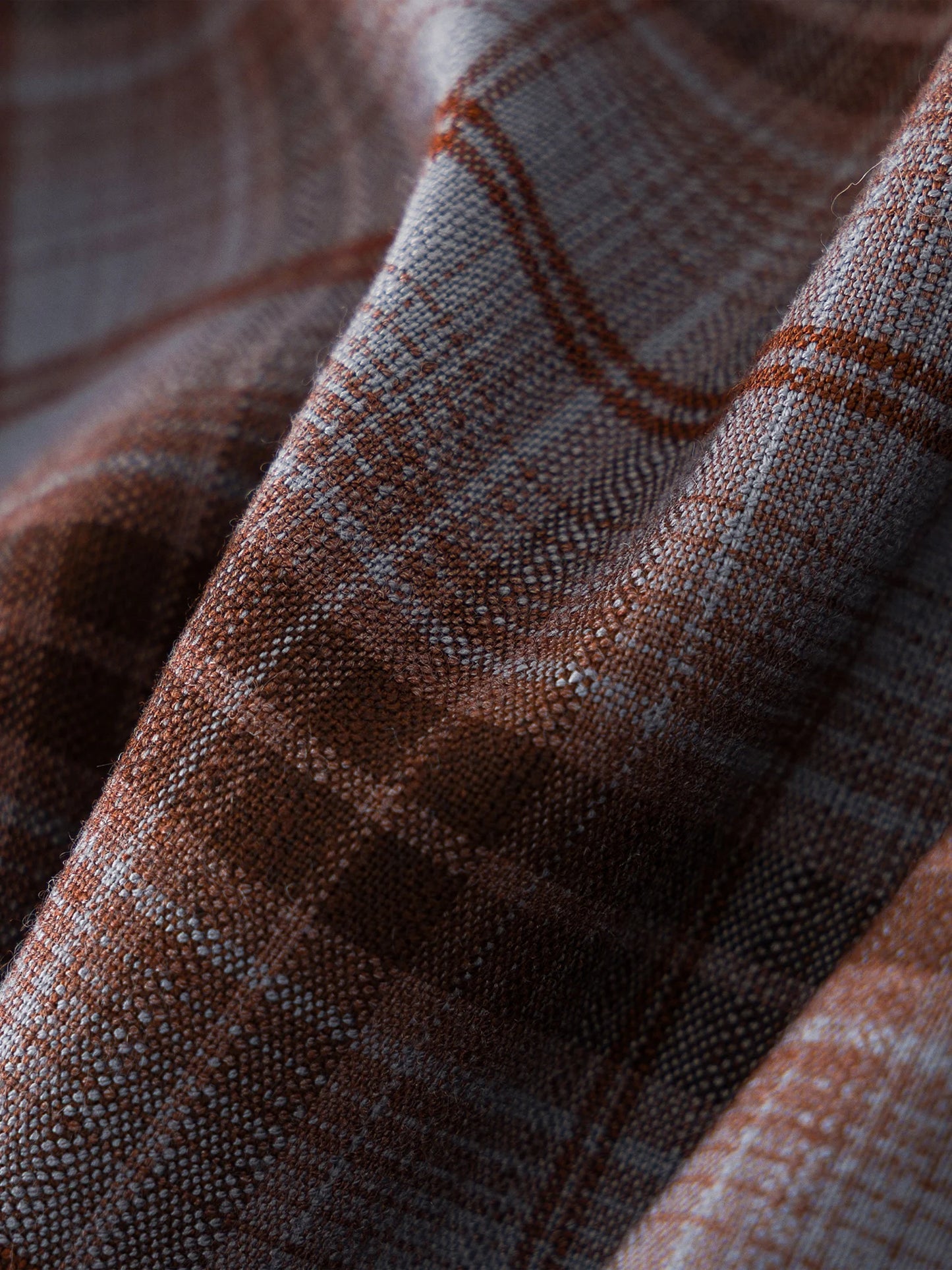 Brown Plaid Asymmetric Pleated Midi Skirt