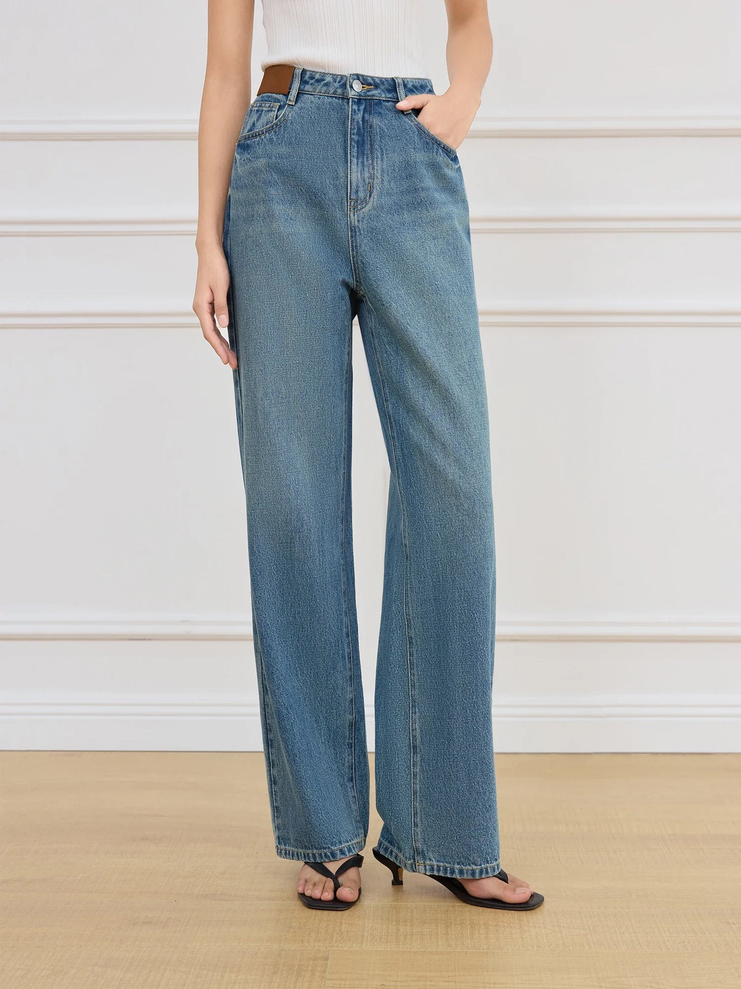 Medium Wash Straight Ankle Jeans