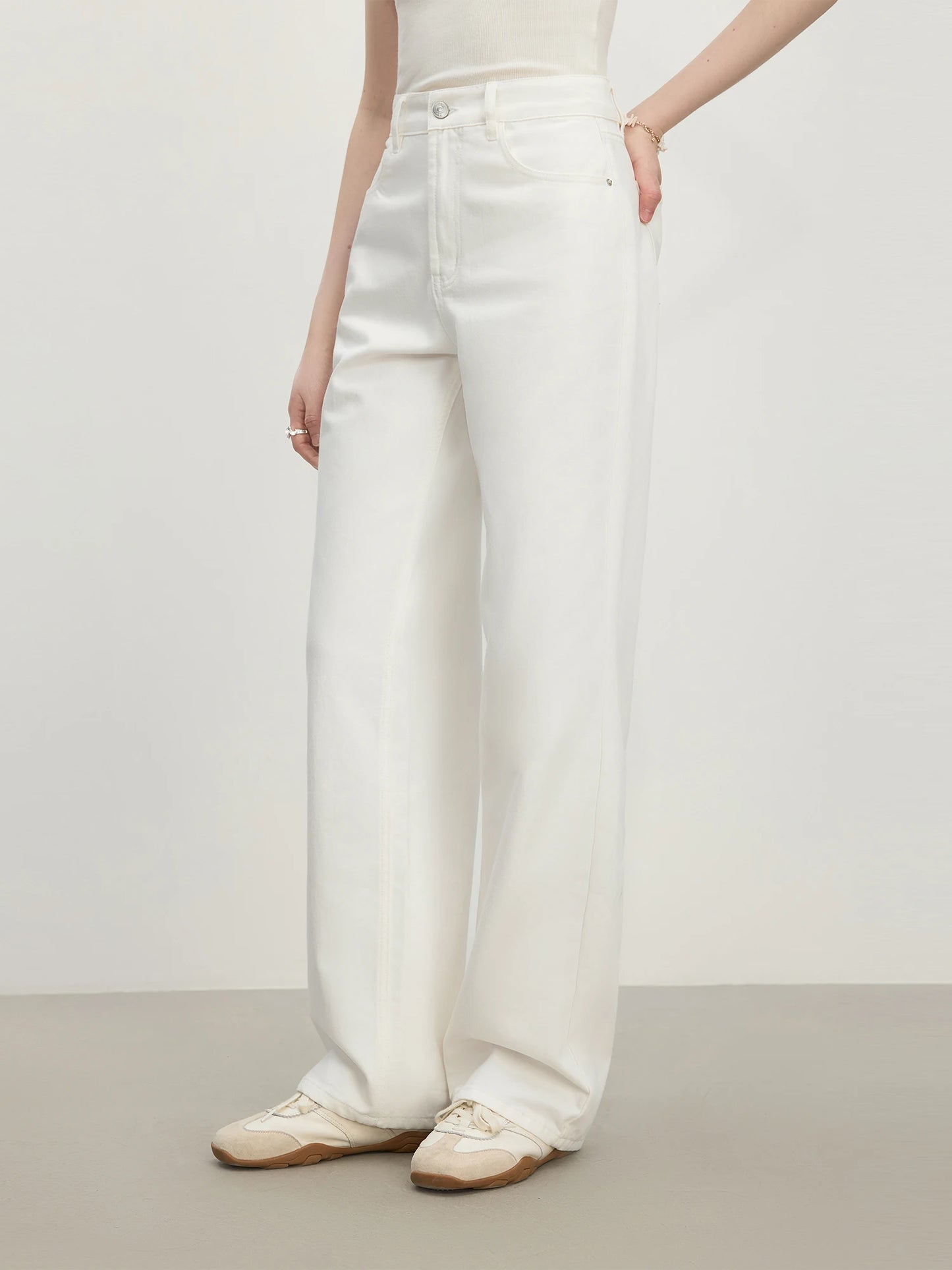 Pale Blue Tailored Wide Leg Jeans