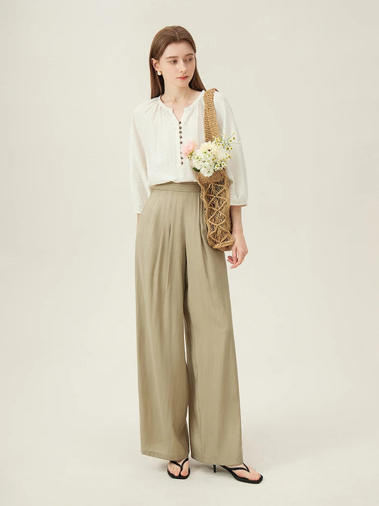 Ivory Button Placket Linen Blouse