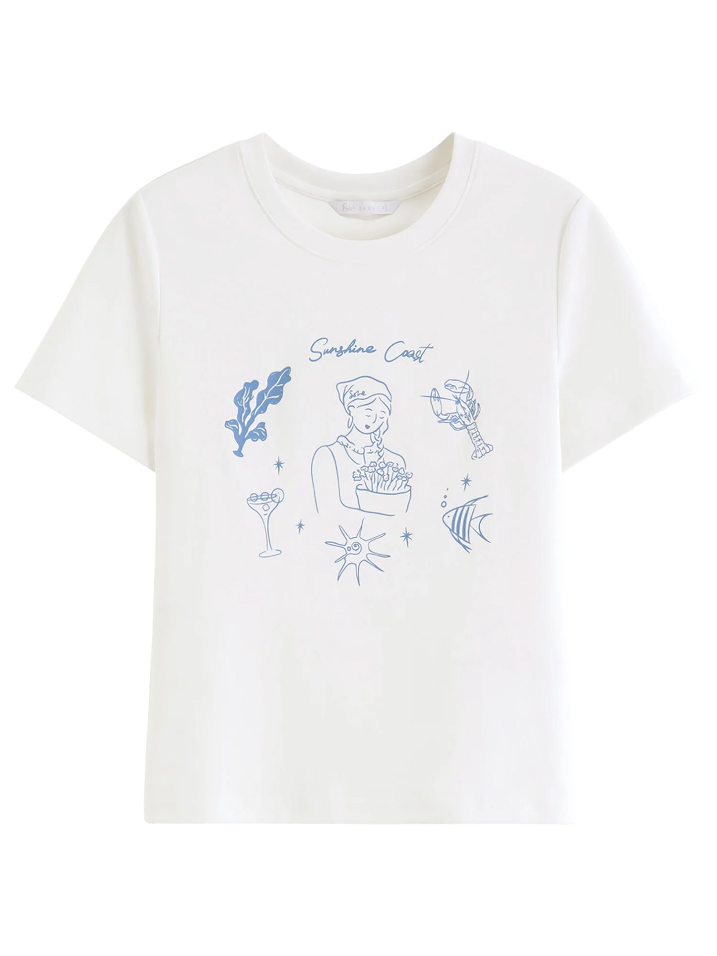 White Botanical Graphic Cotton Tee