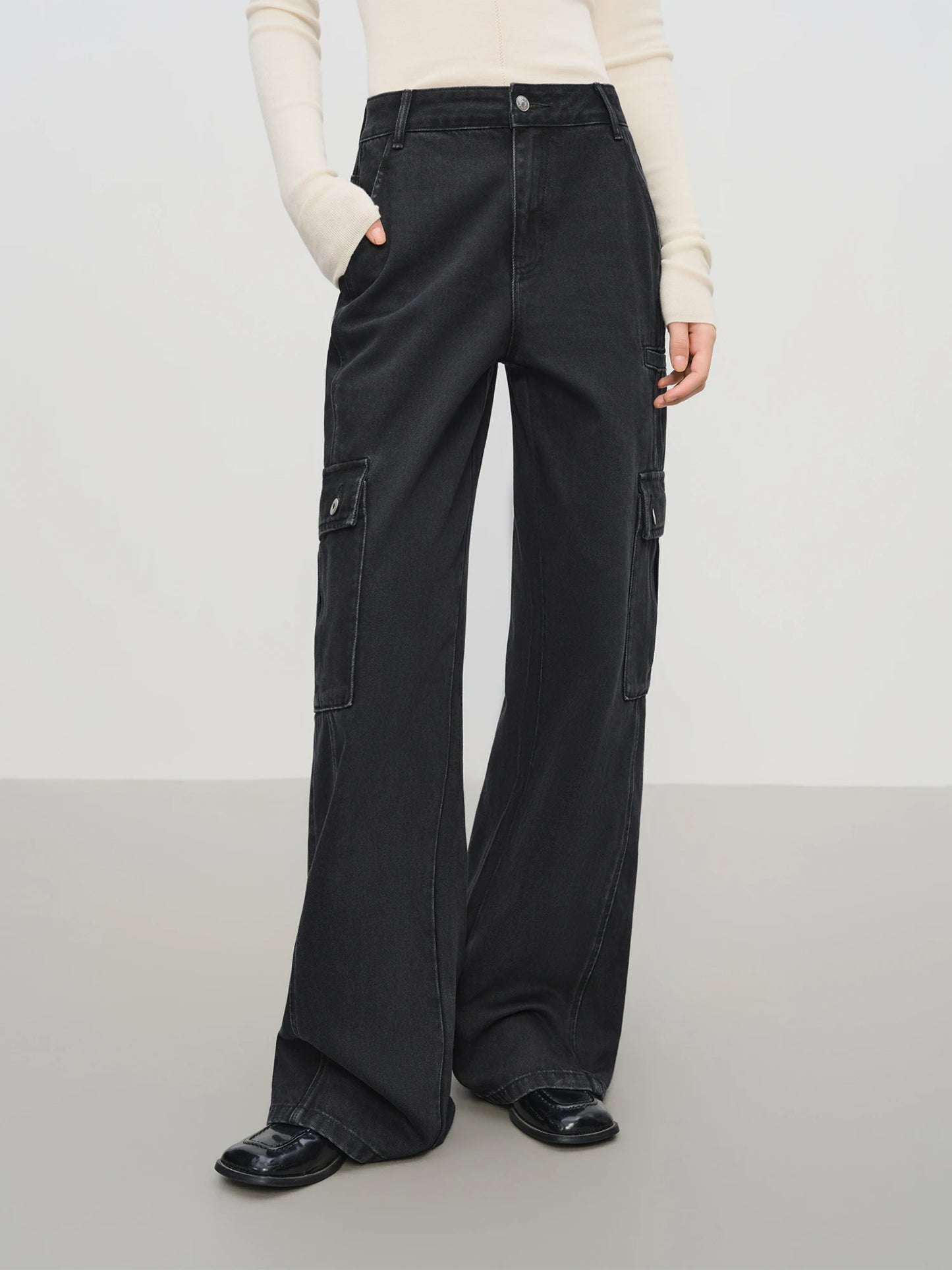 Brown Cargo Wide Leg Jeans