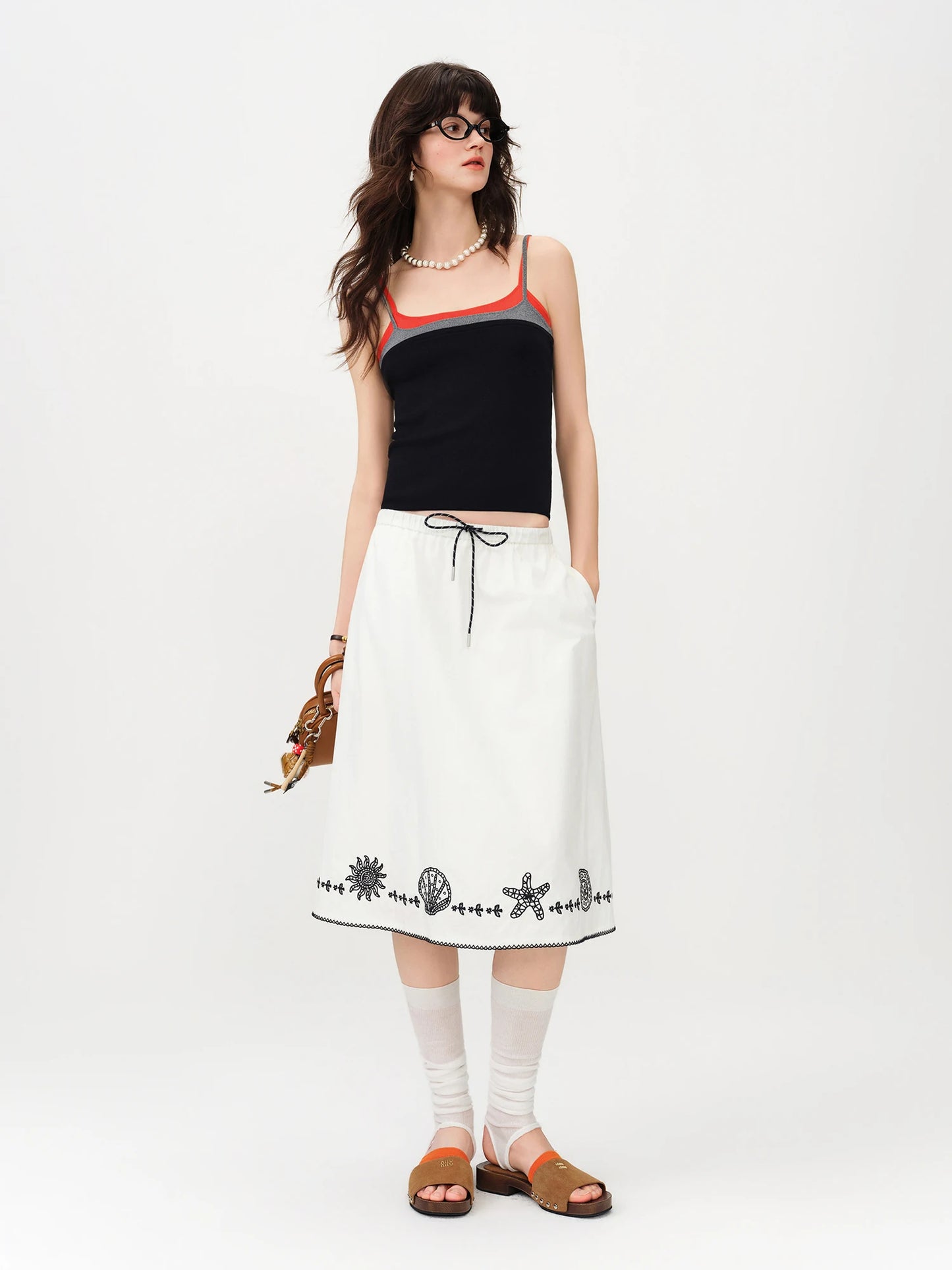 Black Contrast Trim Cropped Camisole