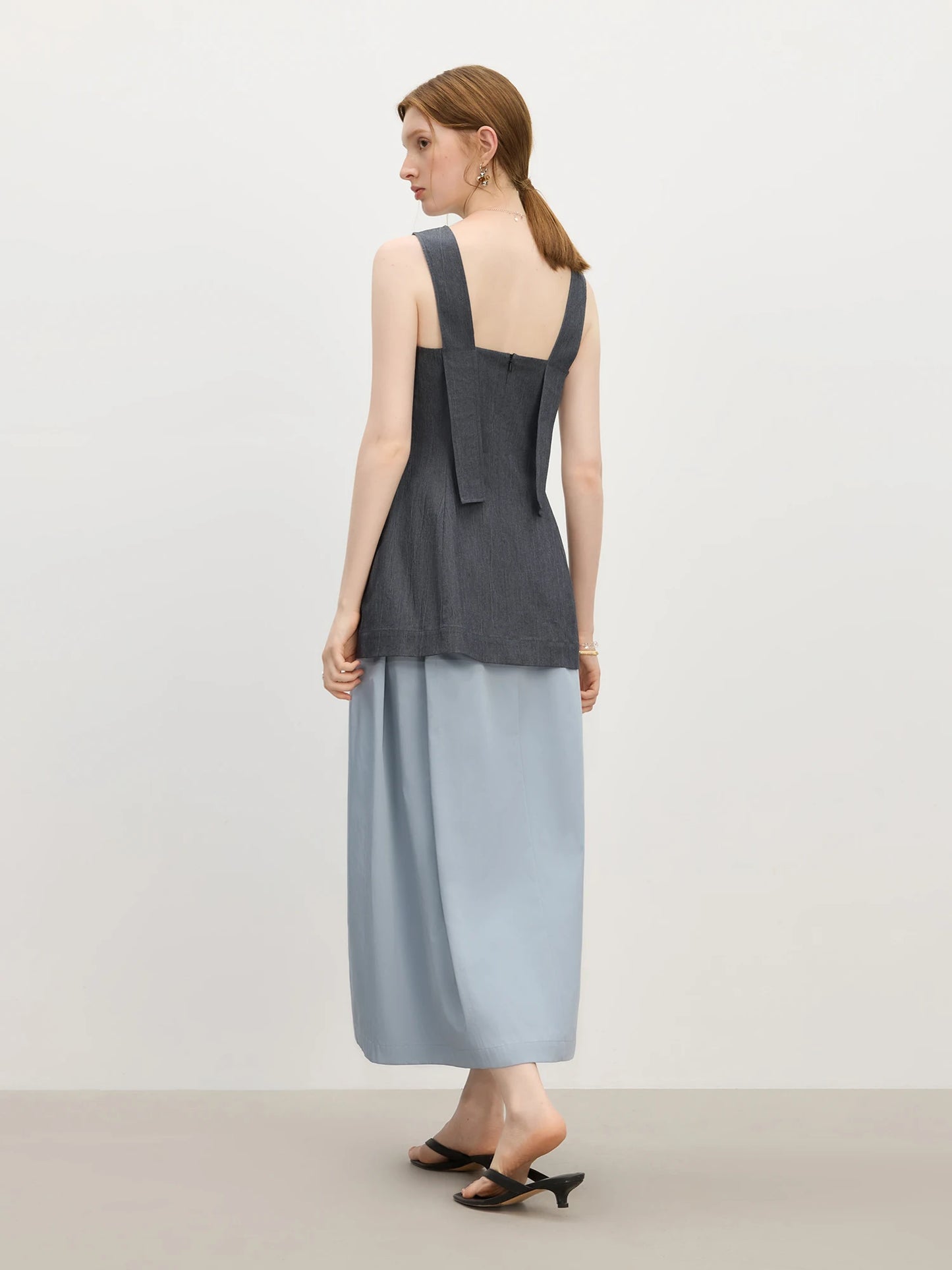 Charcoal Linen Sleeveless Tunic Top