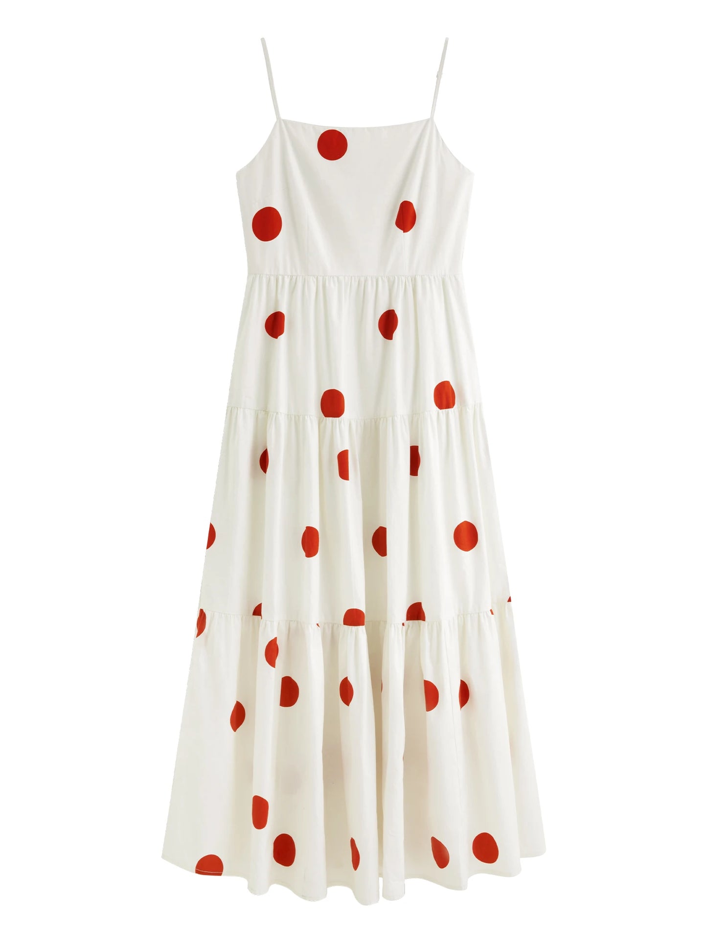 White Red Polka Dot Maxi Dress