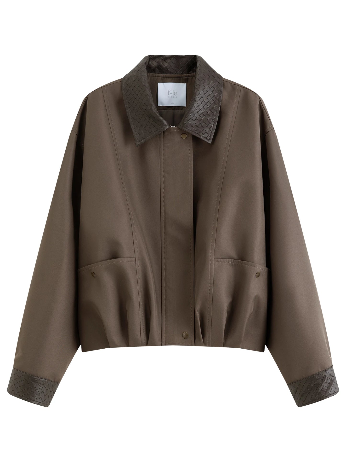 Brown Contrast Collar Bomber Jacket