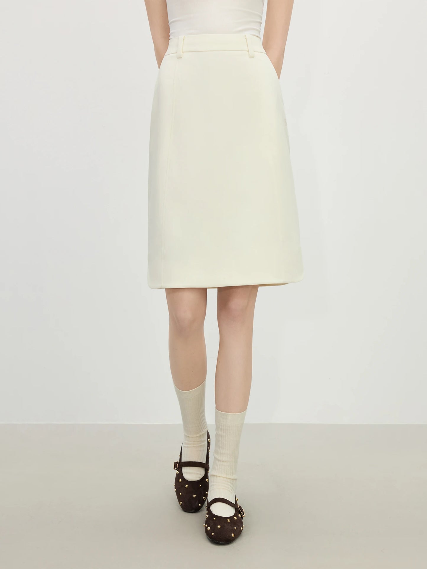 Ivory Tailored A-Line Mini Skirt