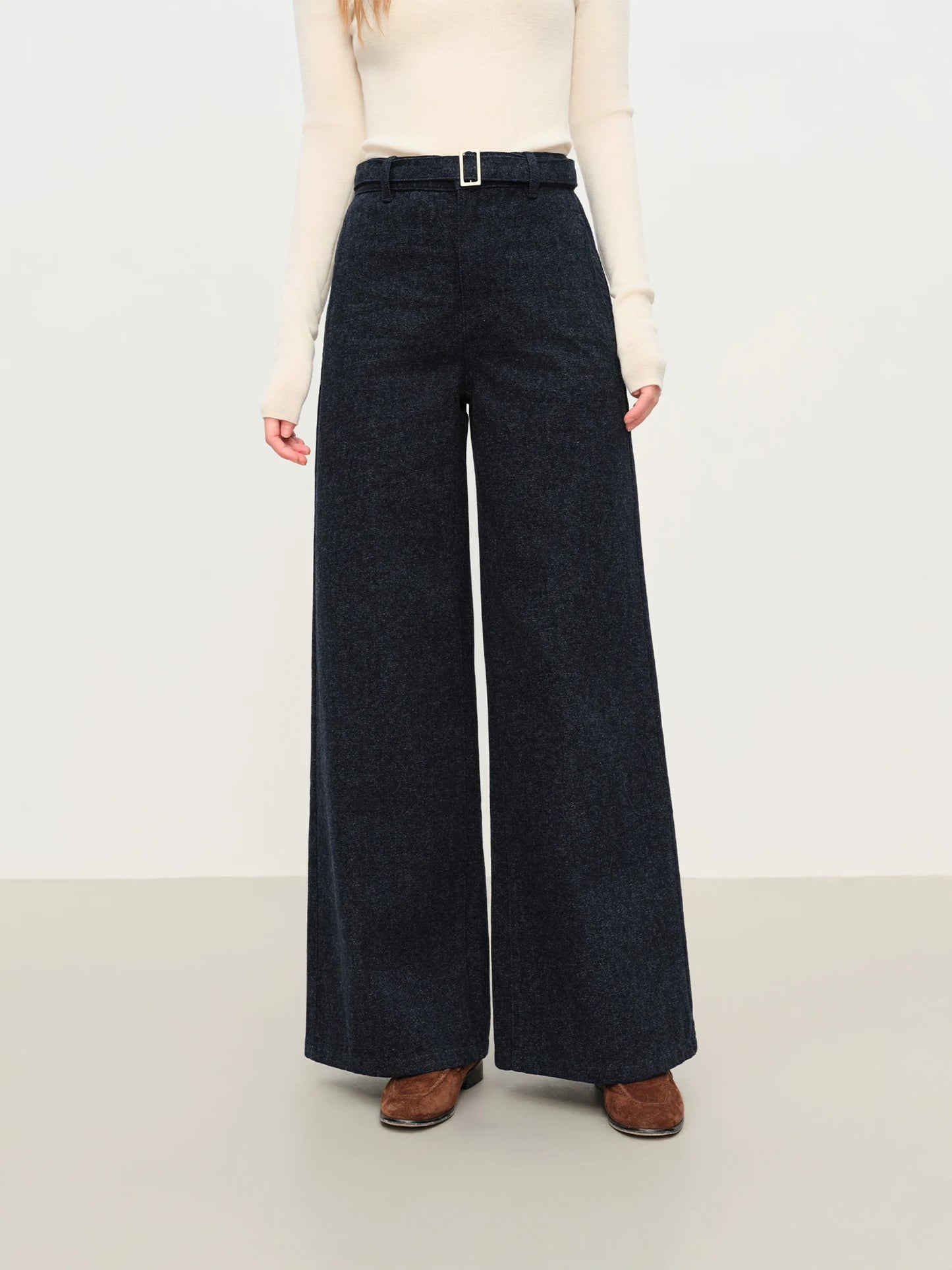 Indigo High Waist Wide Leg Jeans