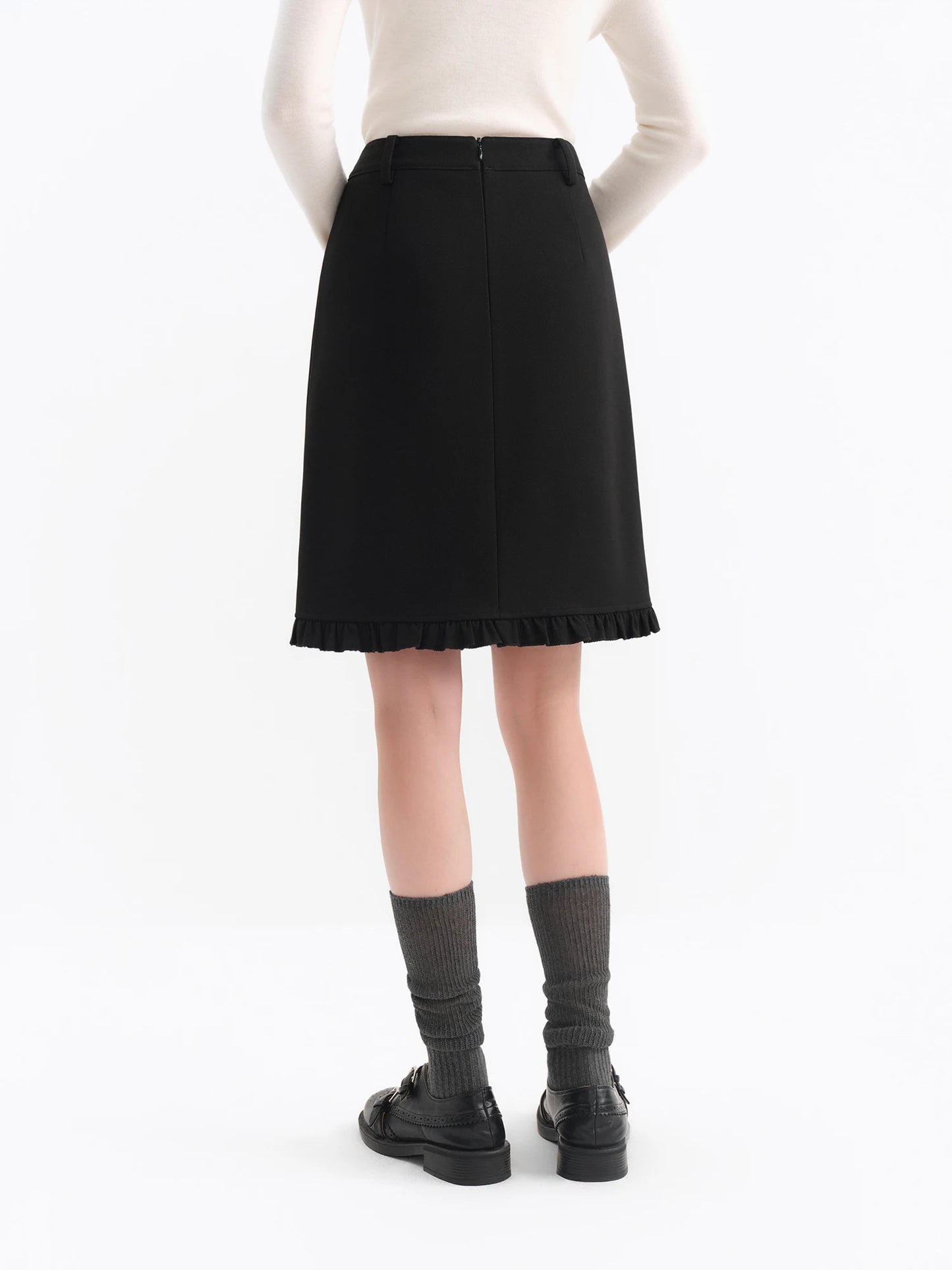 Black Ruffle Hem Mini Skirt