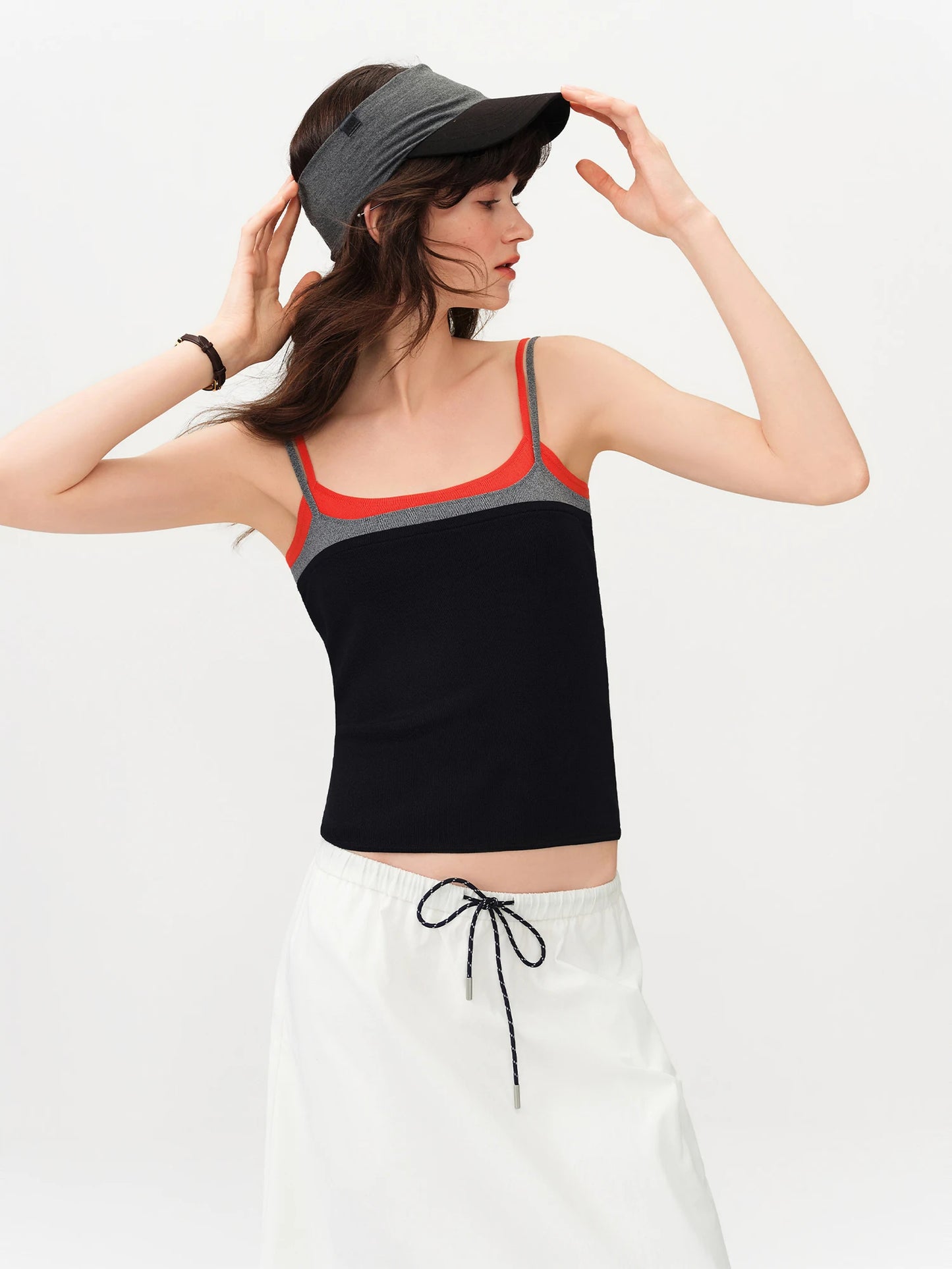 Black Contrast Trim Cropped Camisole