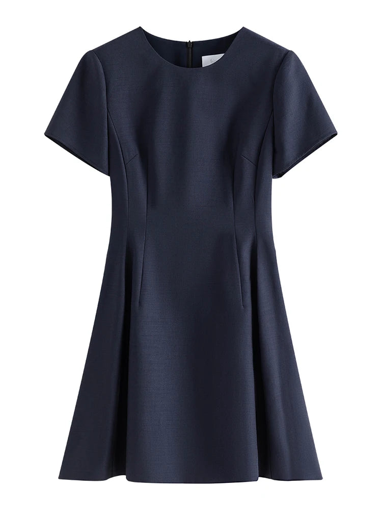 Navy Structured A-Line Mini Dress