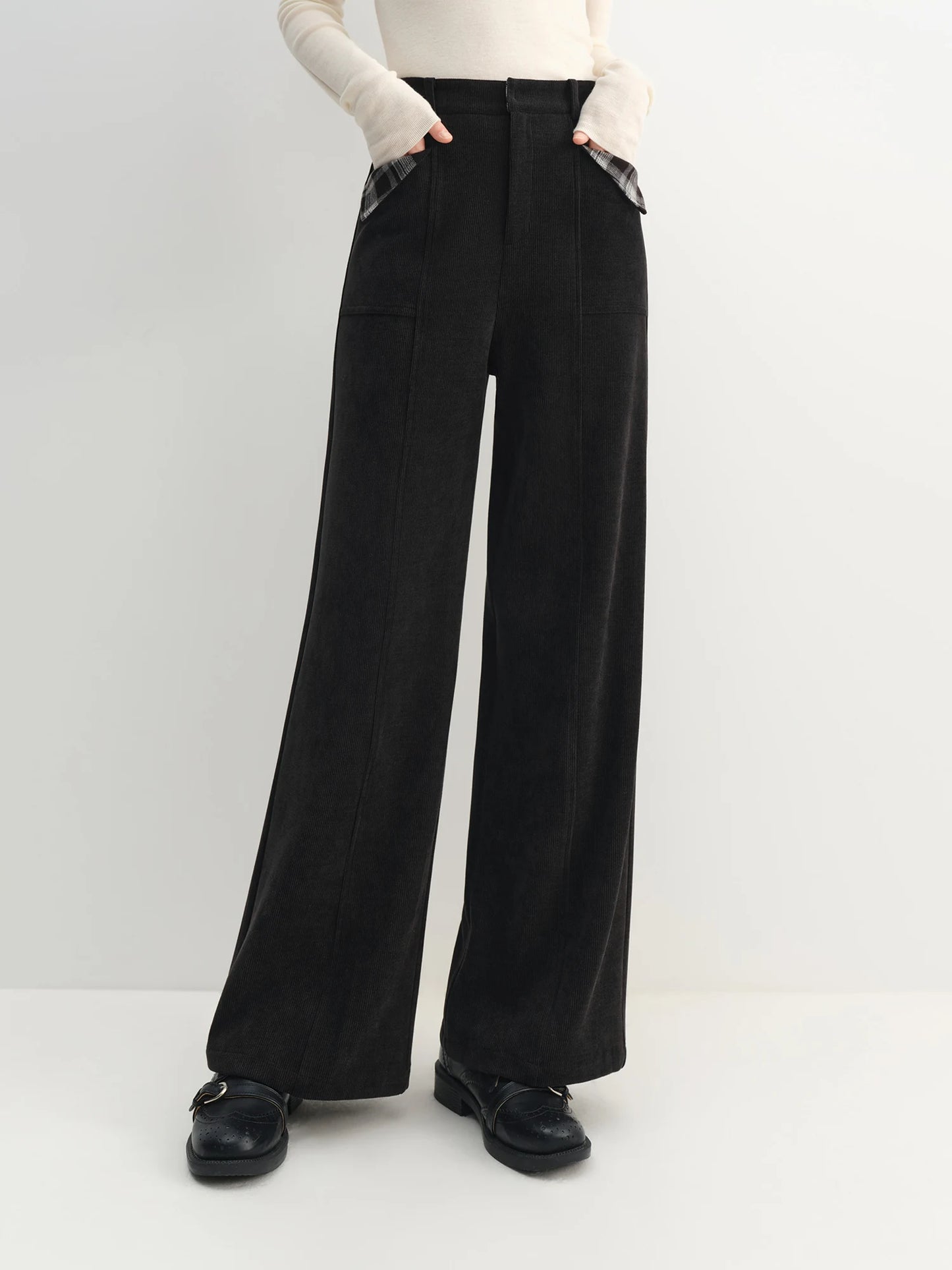 Burgundy Corduroy Wide Leg Pants