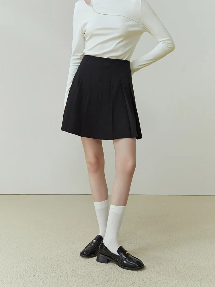Charcoal Pleated Uniform Mini Skirt