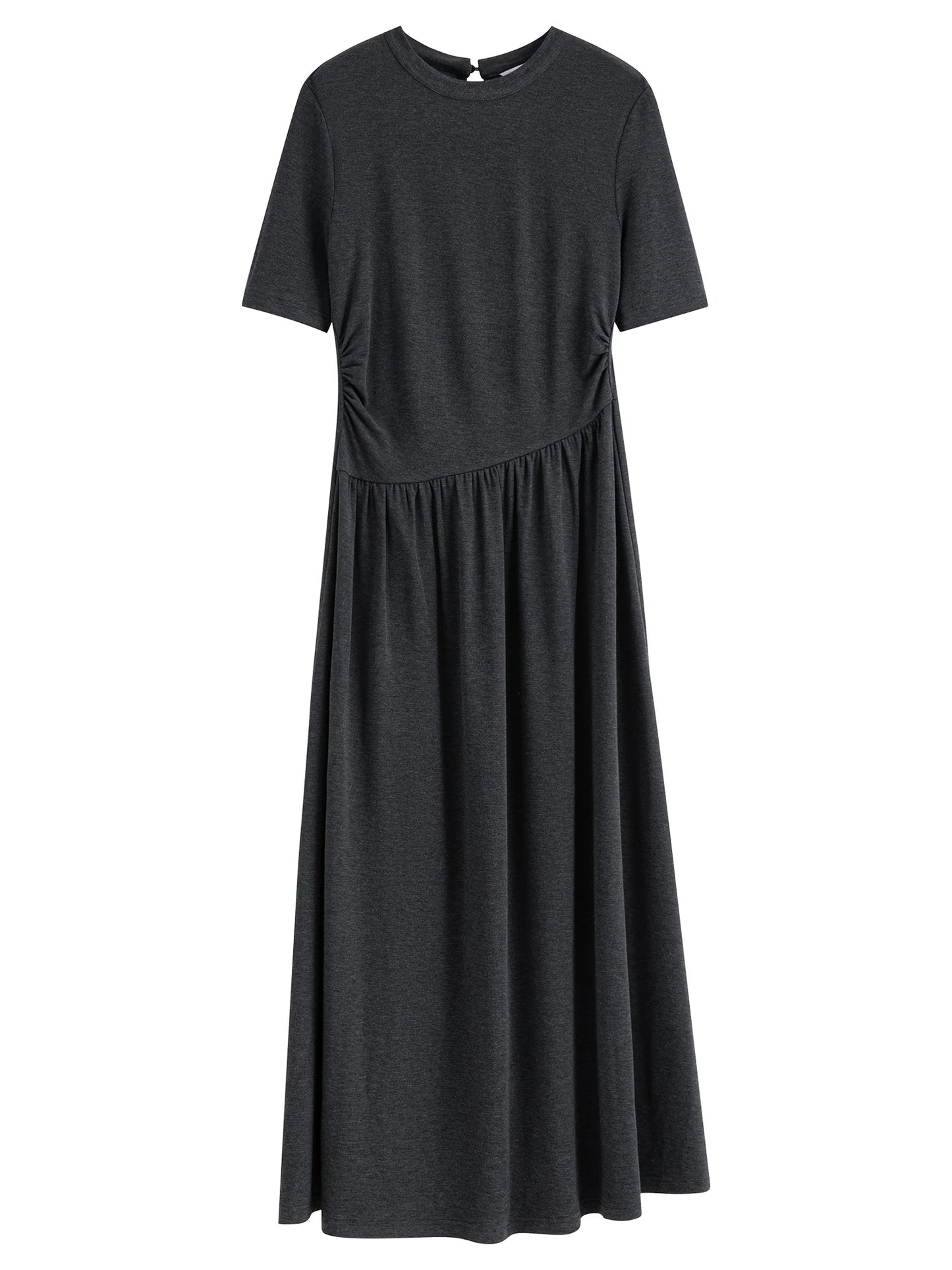 Black Pleated Waist Maxi Dress
