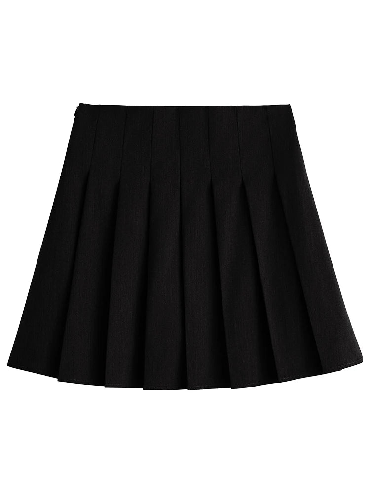 Charcoal Pleated Uniform Mini Skirt