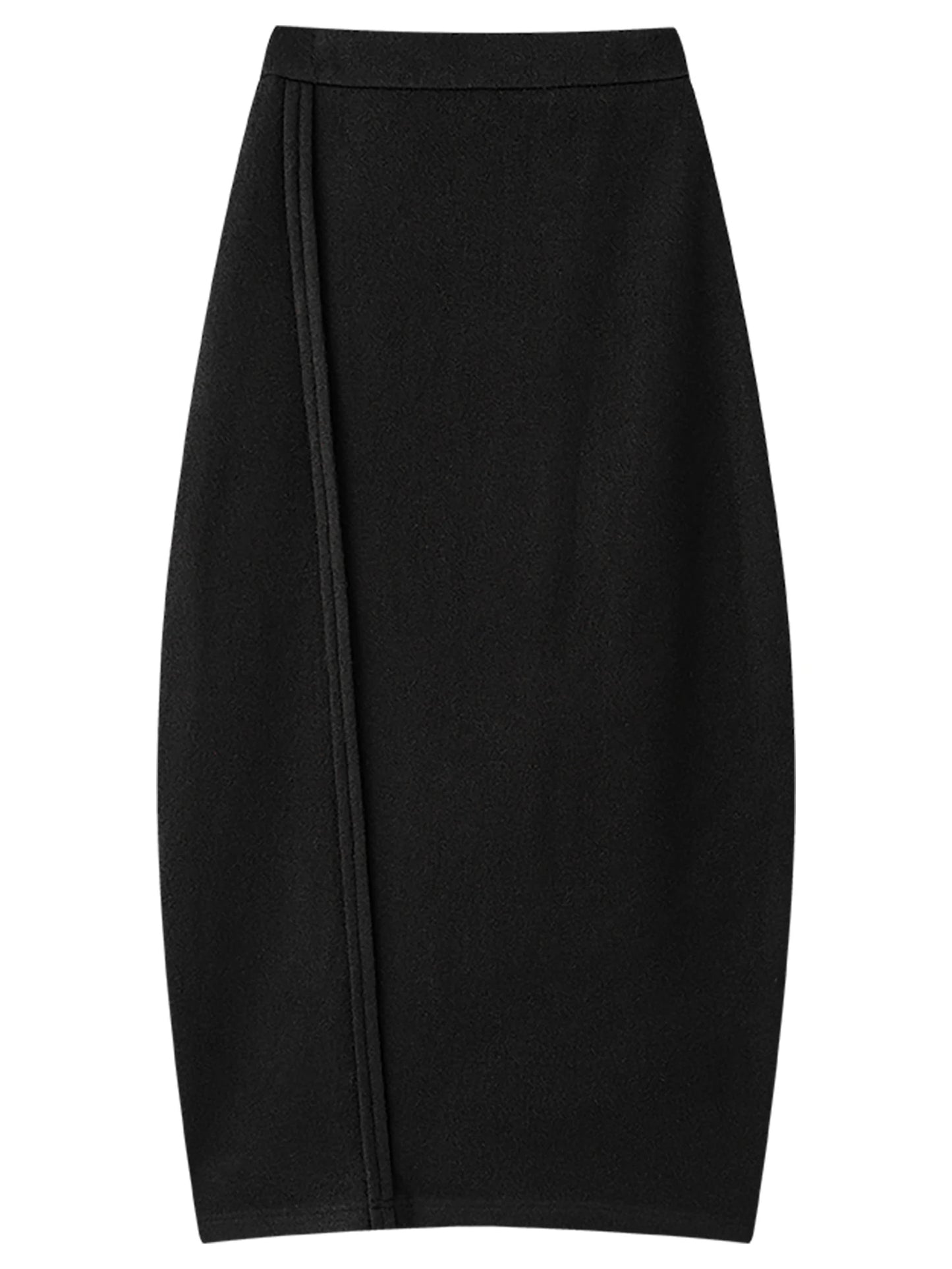 Black Wool Balloon Maxi Skirt