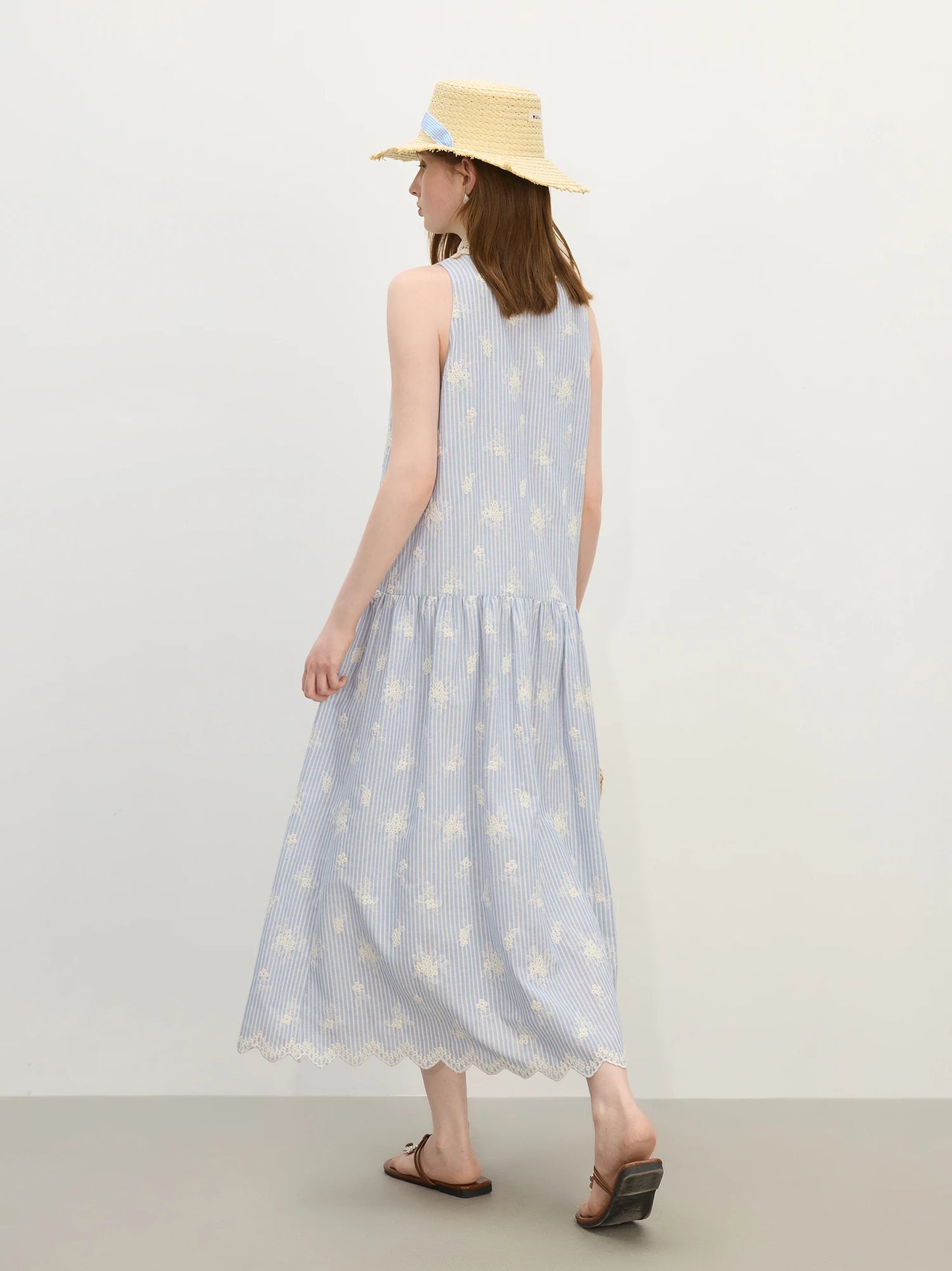 Pale Blue Floral Tiered Maxi Dress