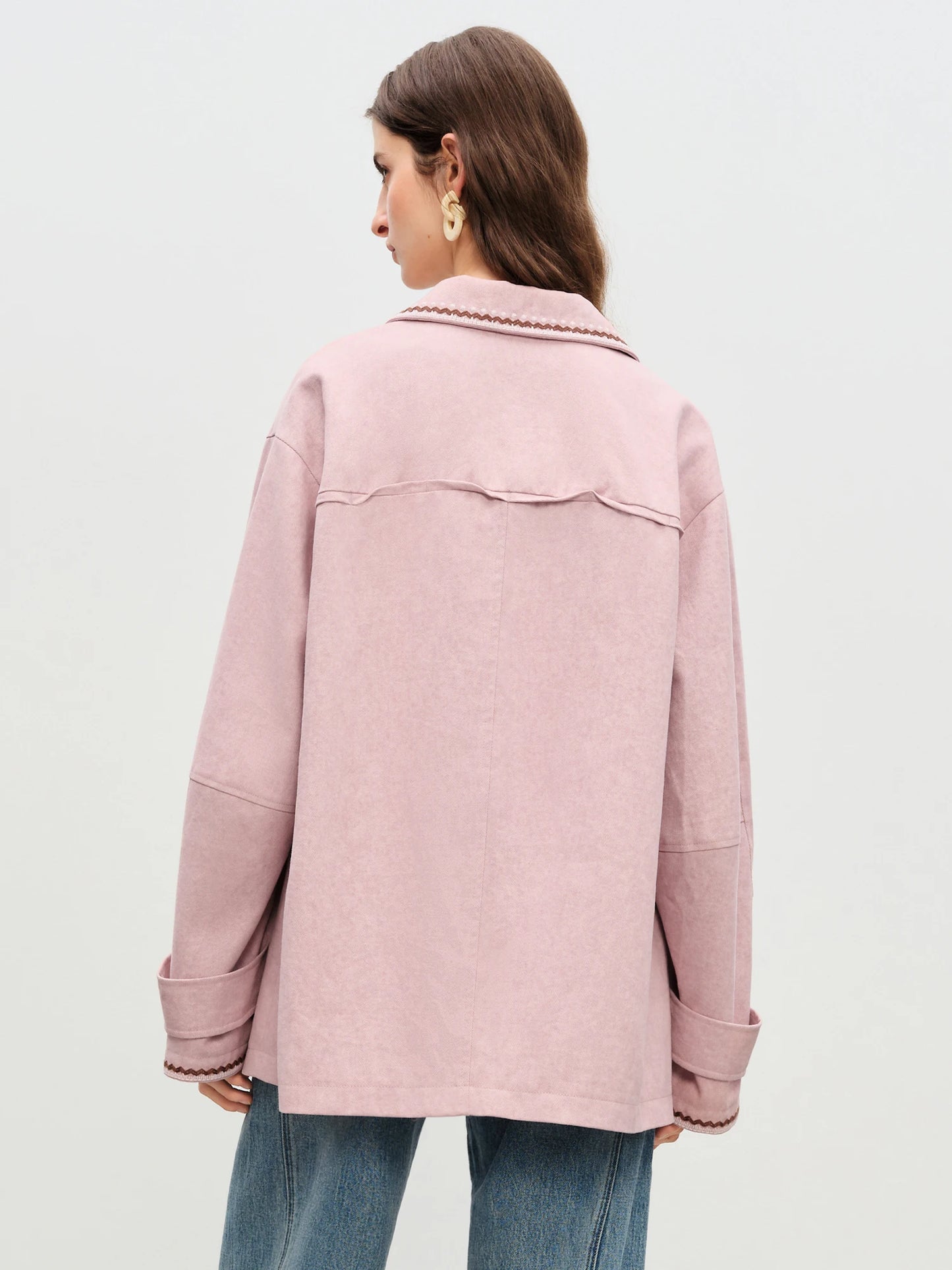 Blush Contrast Stitch Utility Jacket