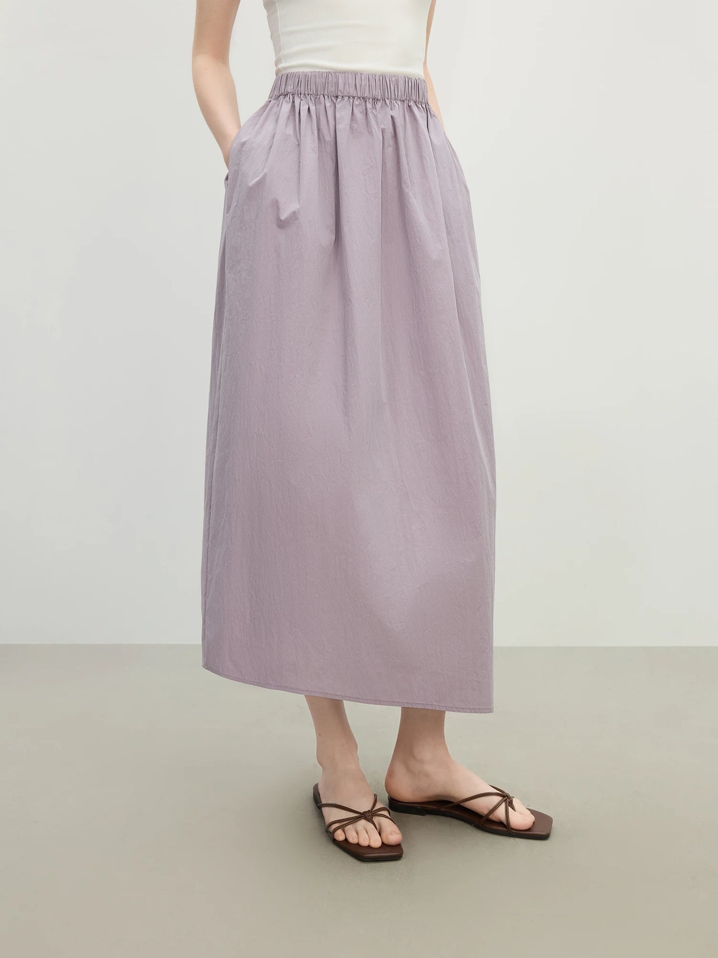 Black Drawstring Asymmetric Maxi Skirt