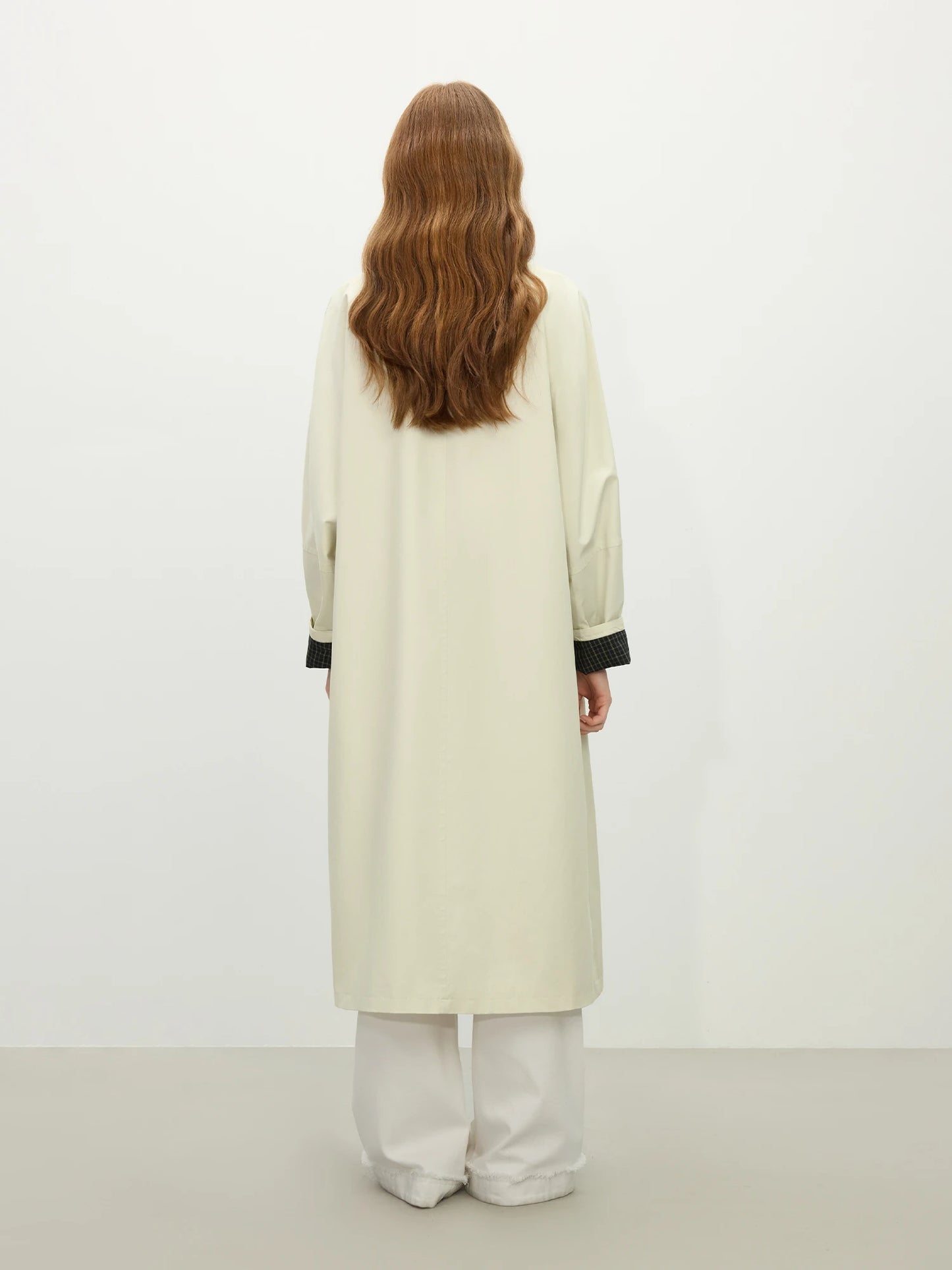 Pale Mint Contrast Cuff Long Trench