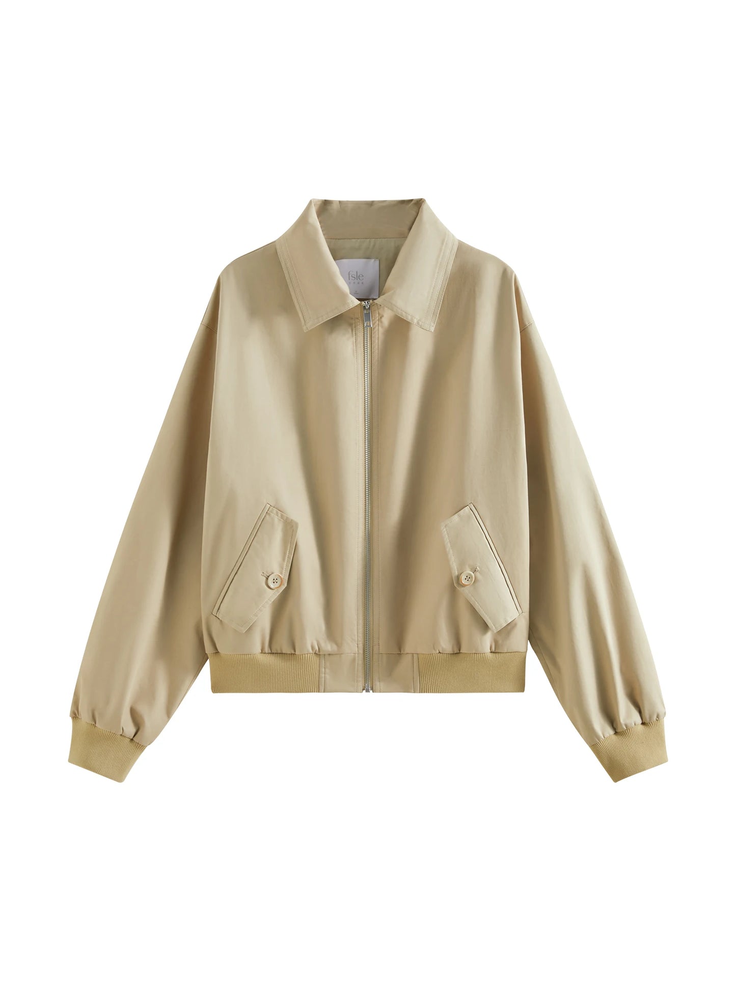 Khaki Cropped Bomber Jacket