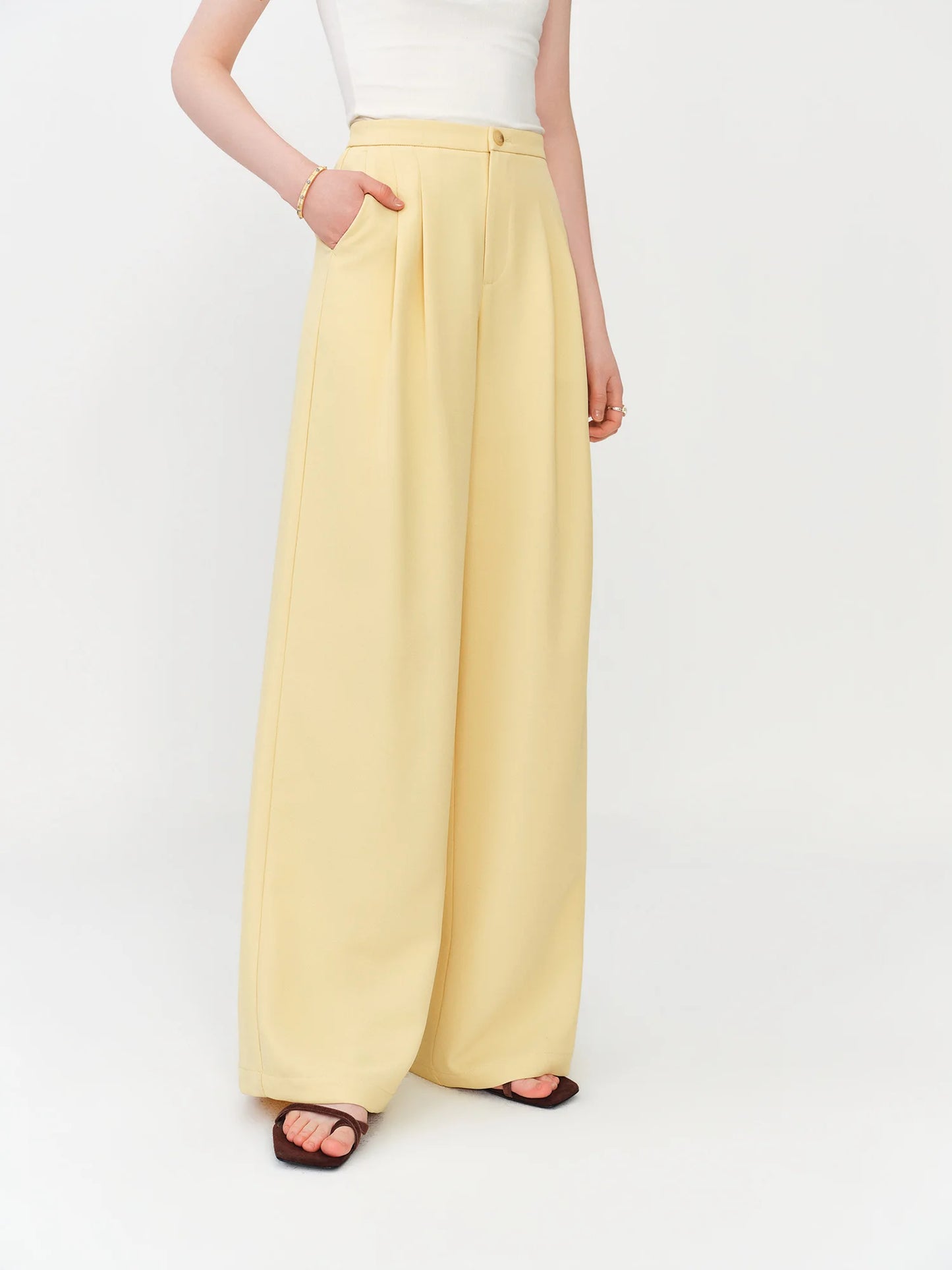 Butter Yellow Relaxed Wide Leg Trousers