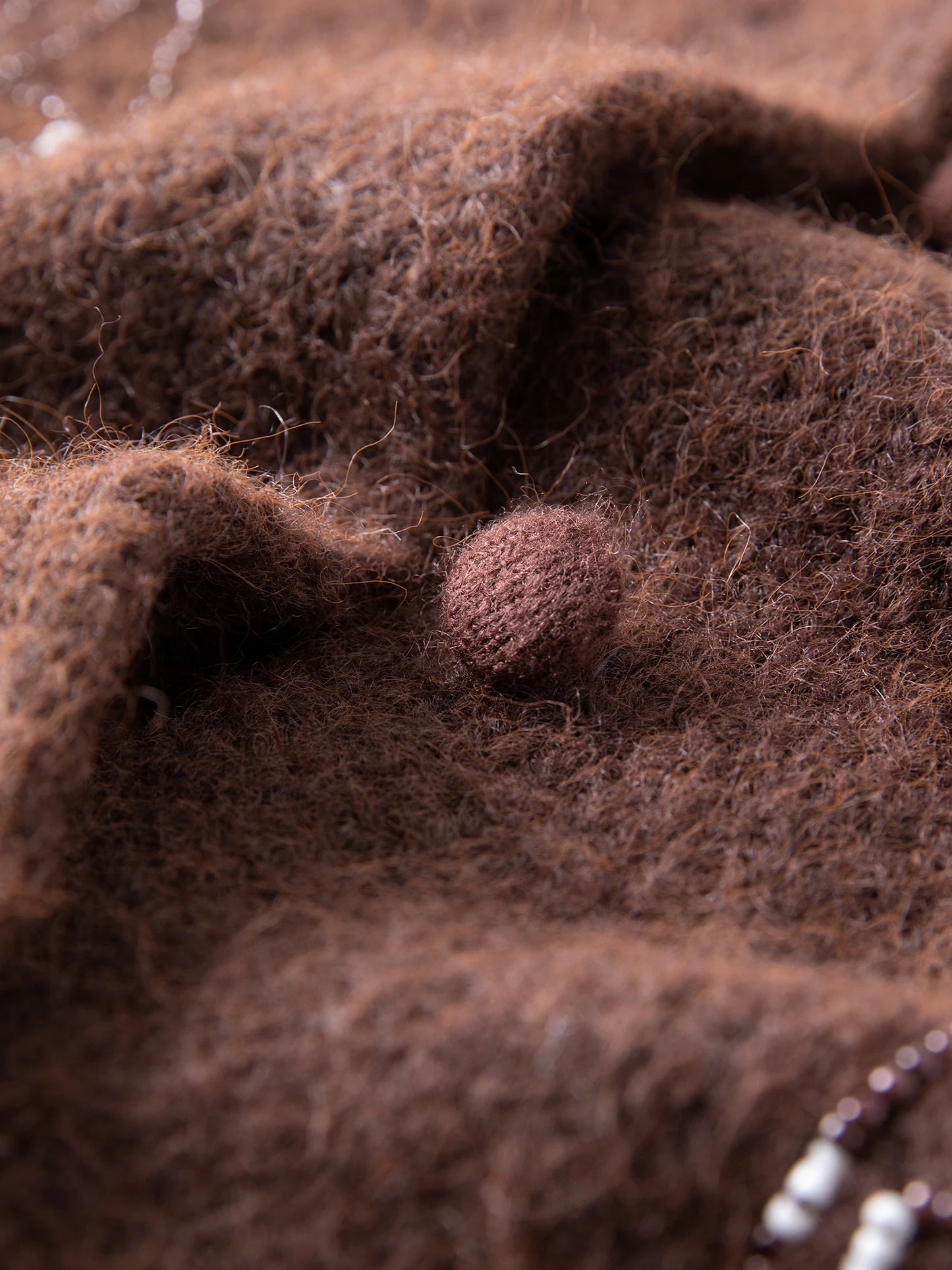 Chocolate Beaded Belted Knit Cardigan
