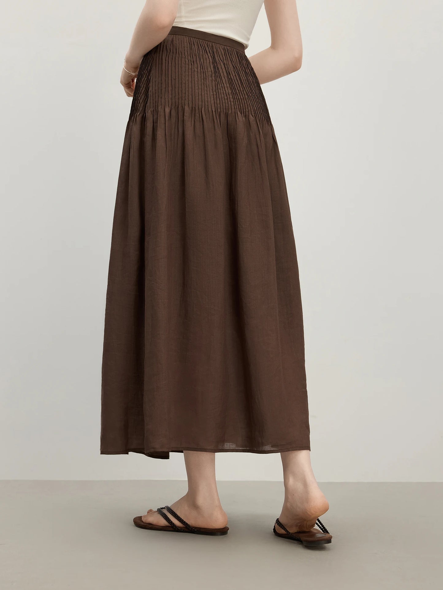 Brown Tiered Chiffon Maxi Skirt