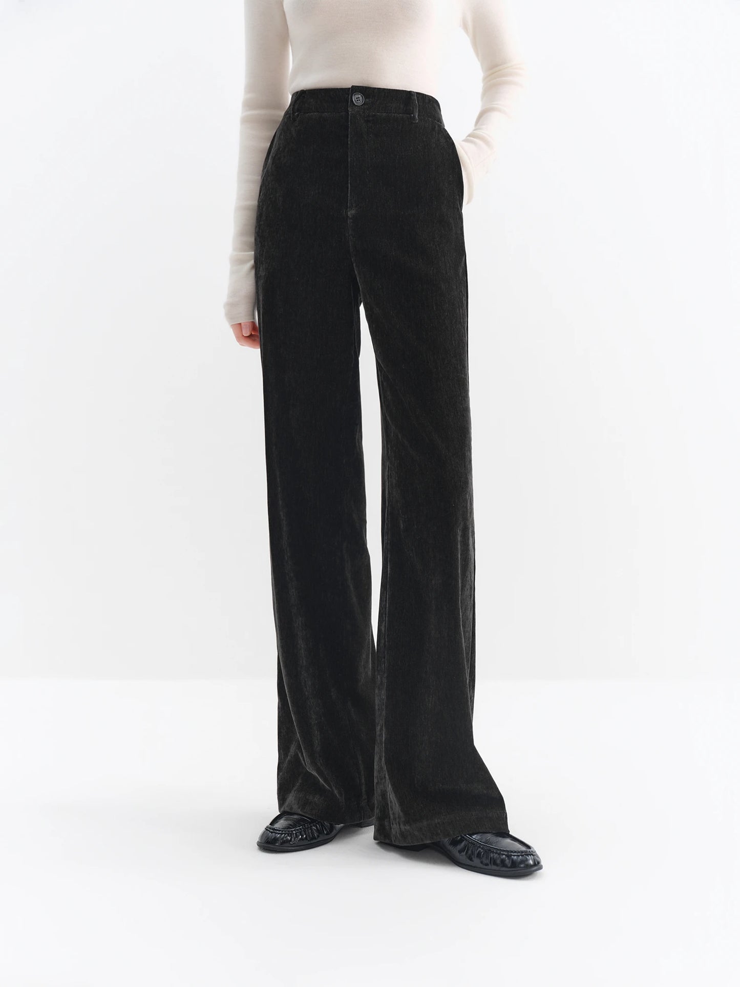 Black Velvet Straight Leg Pants