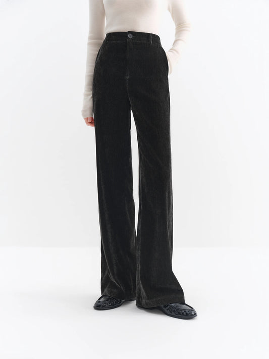 Black Velvet Straight Leg Pants