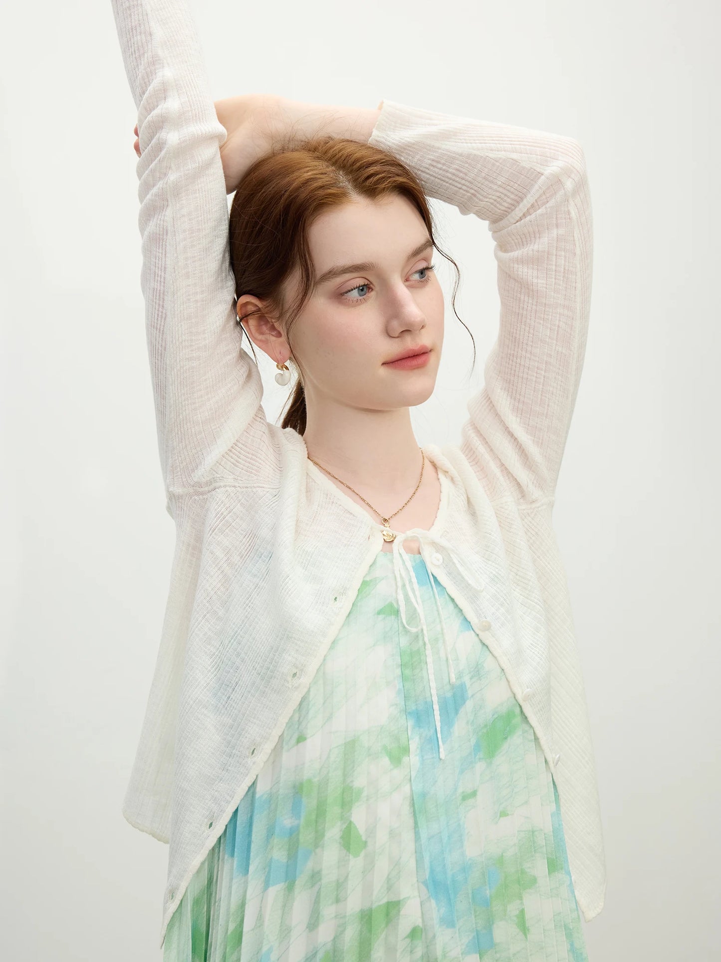 Powder Blue Sheer Knit Cardigan