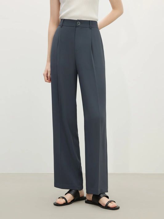 Slate Blue Straight Leg Trousers