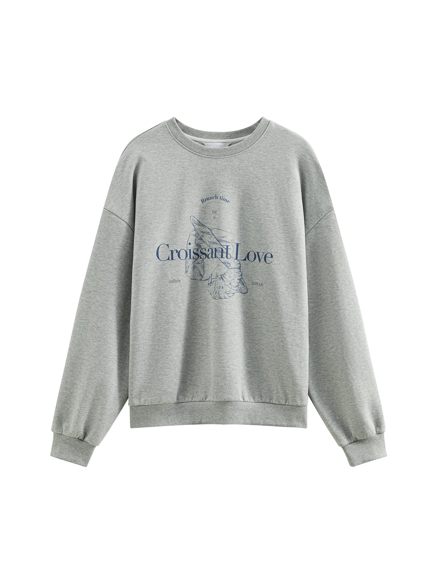 Grey Croissant Graphic Crewneck Sweatshirt