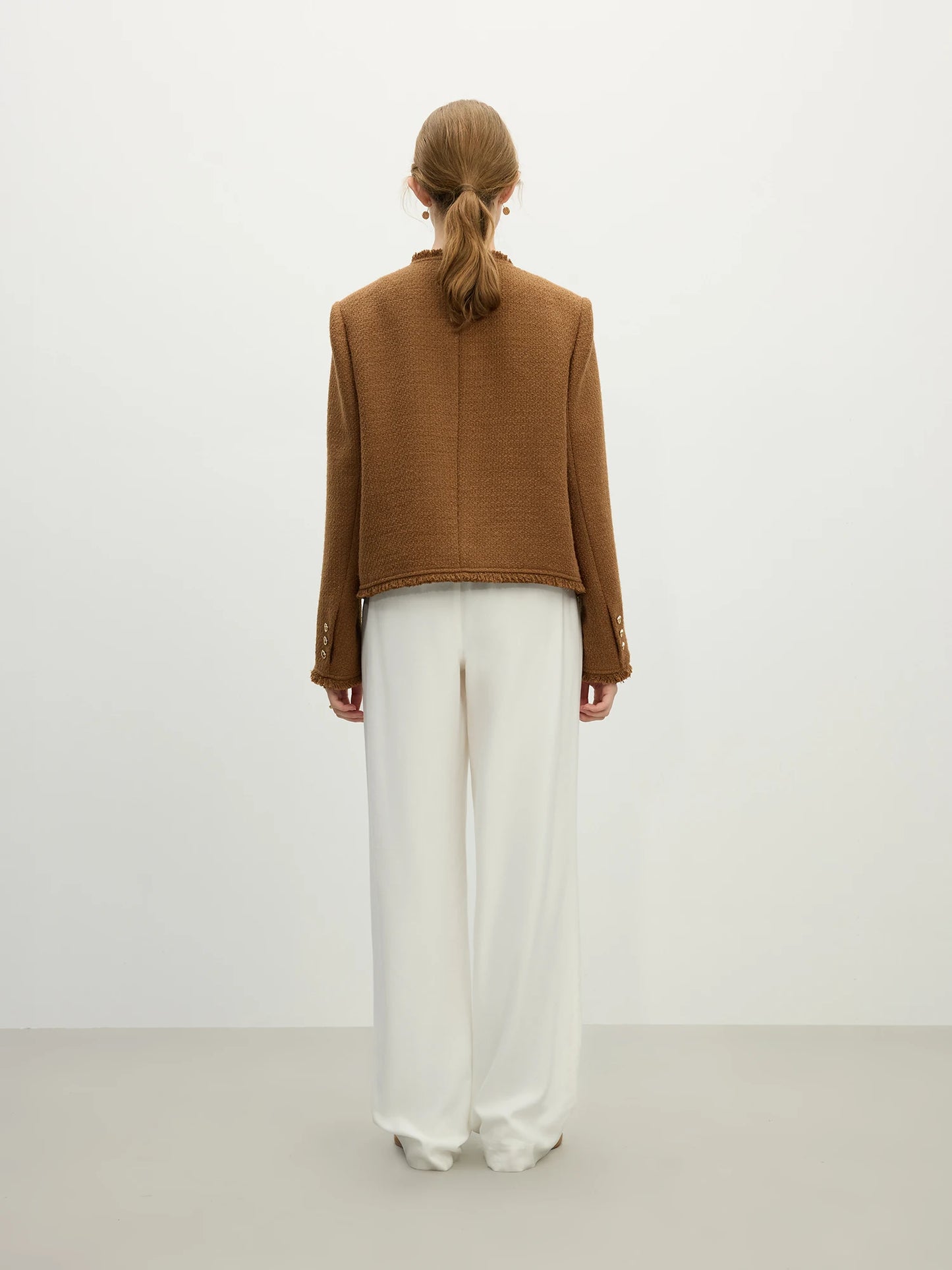 Camel Beaded Tweed Jacket