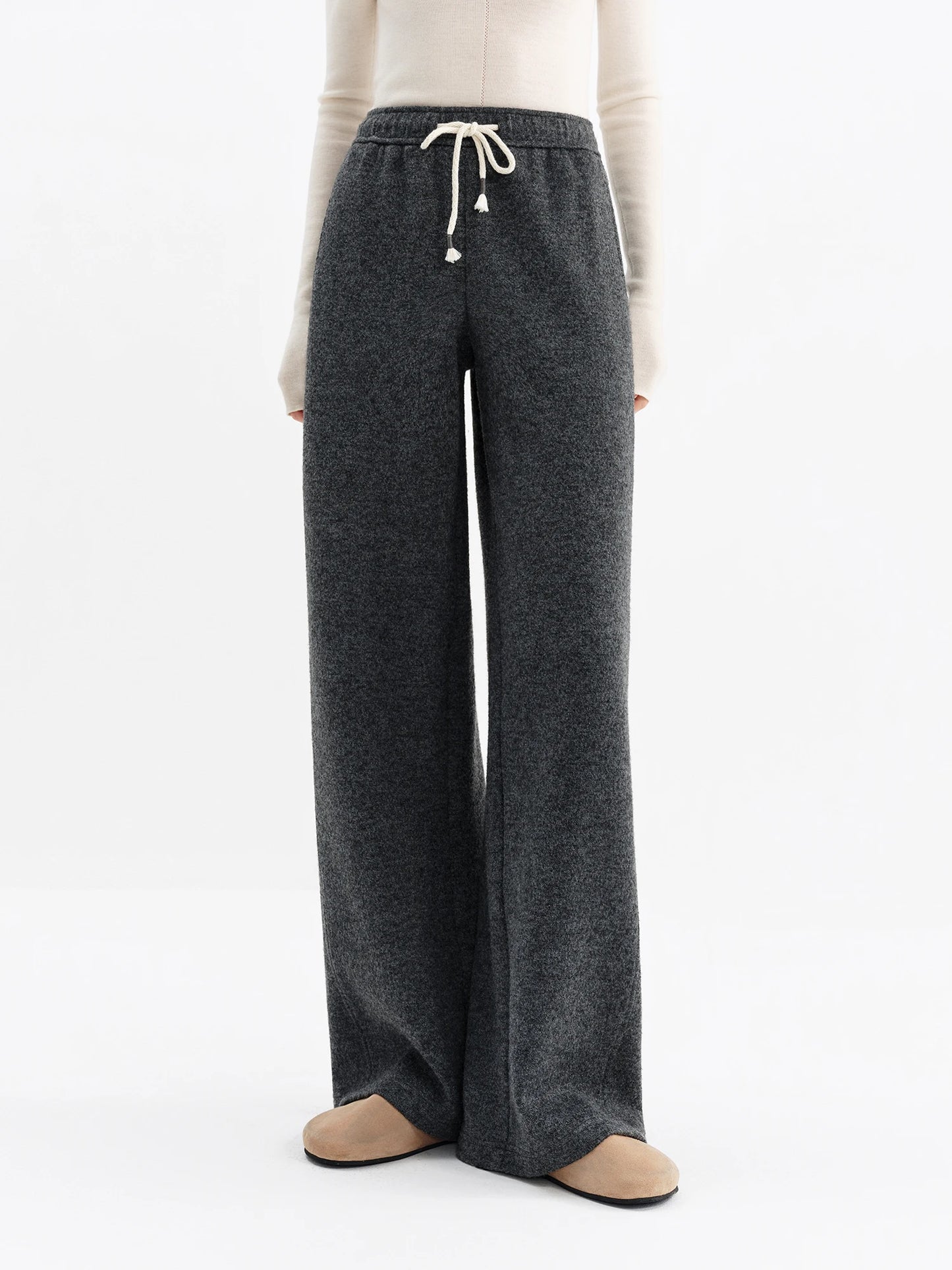 Charcoal Drawstring Wool Lounge Pants